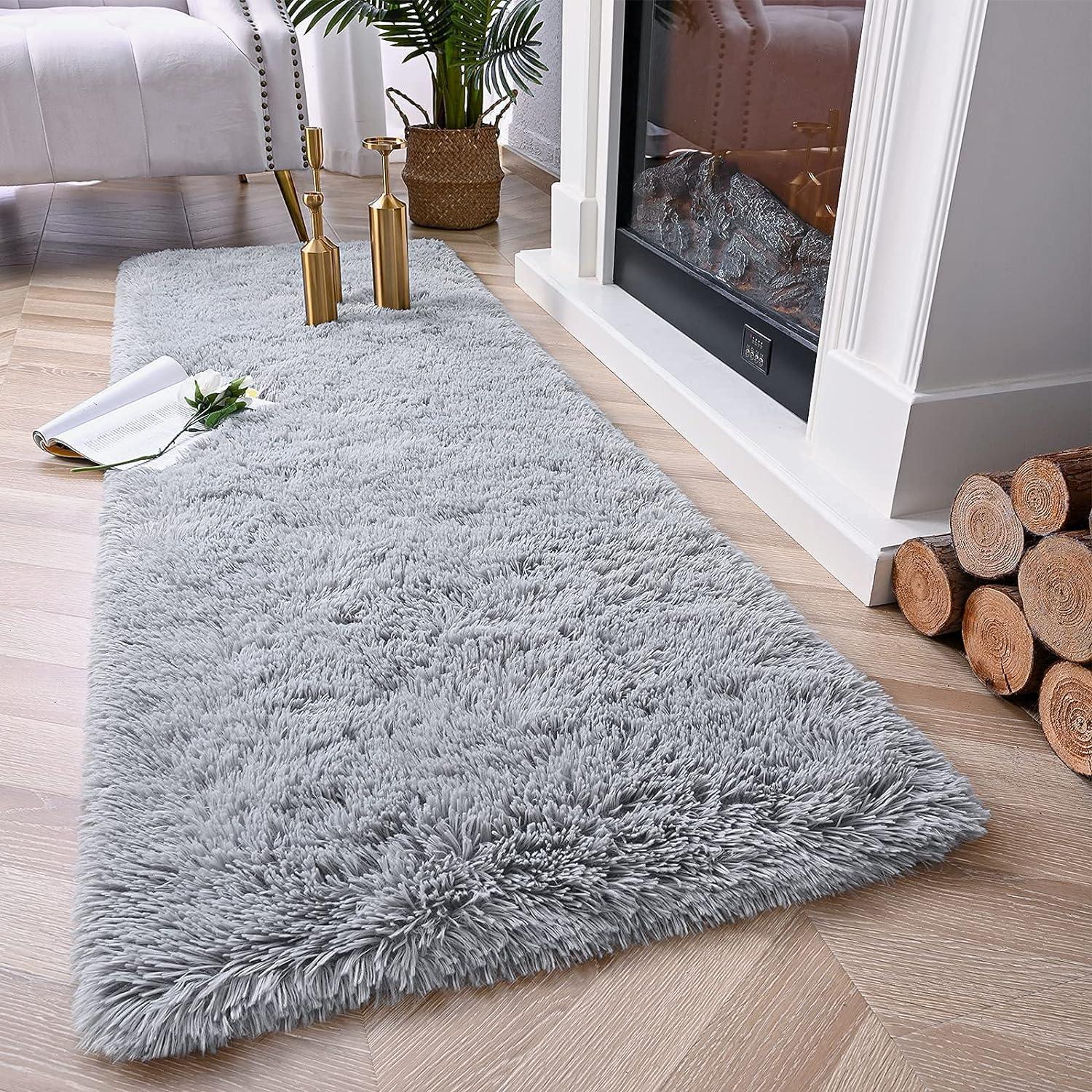 Gray Shag Memory Foam Kids Runner Rug 2x6 Feet