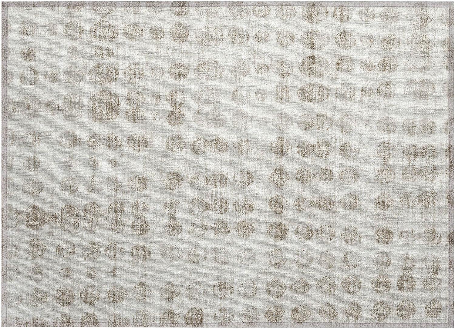 Ivory Synthetic Flat Woven Rectangular Indoor/Outdoor Rug