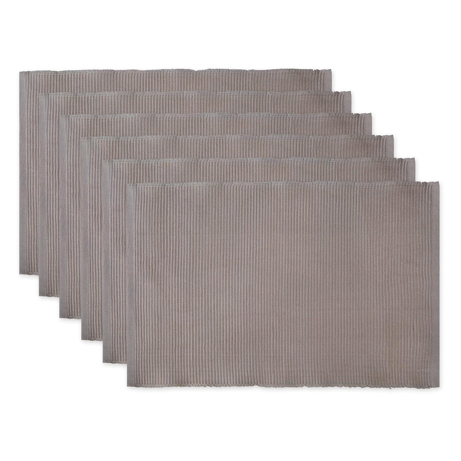 DII Modern Style Cotton Ribbed Placemat in Gray Finish (Set of 6)