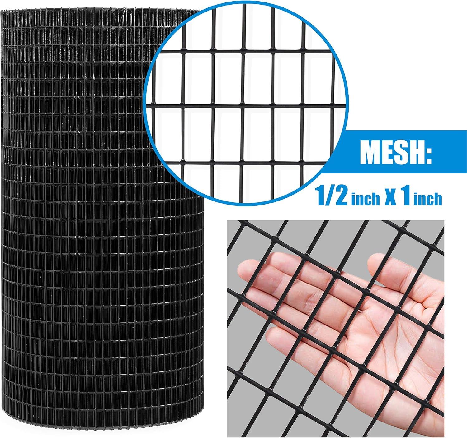 Fencer Wire 16 Gauge Black Vinyl Coated Welded Wire Mesh Size 0.5 inch by 1 inch (3 ft. x 50 ft.)