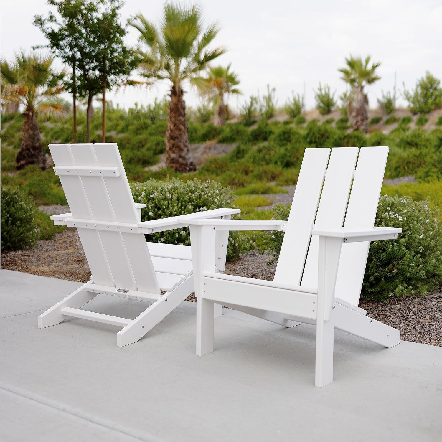 LuXeo Arcadia White HDPE Outdoor Adirondack Chair ( Set of 2)