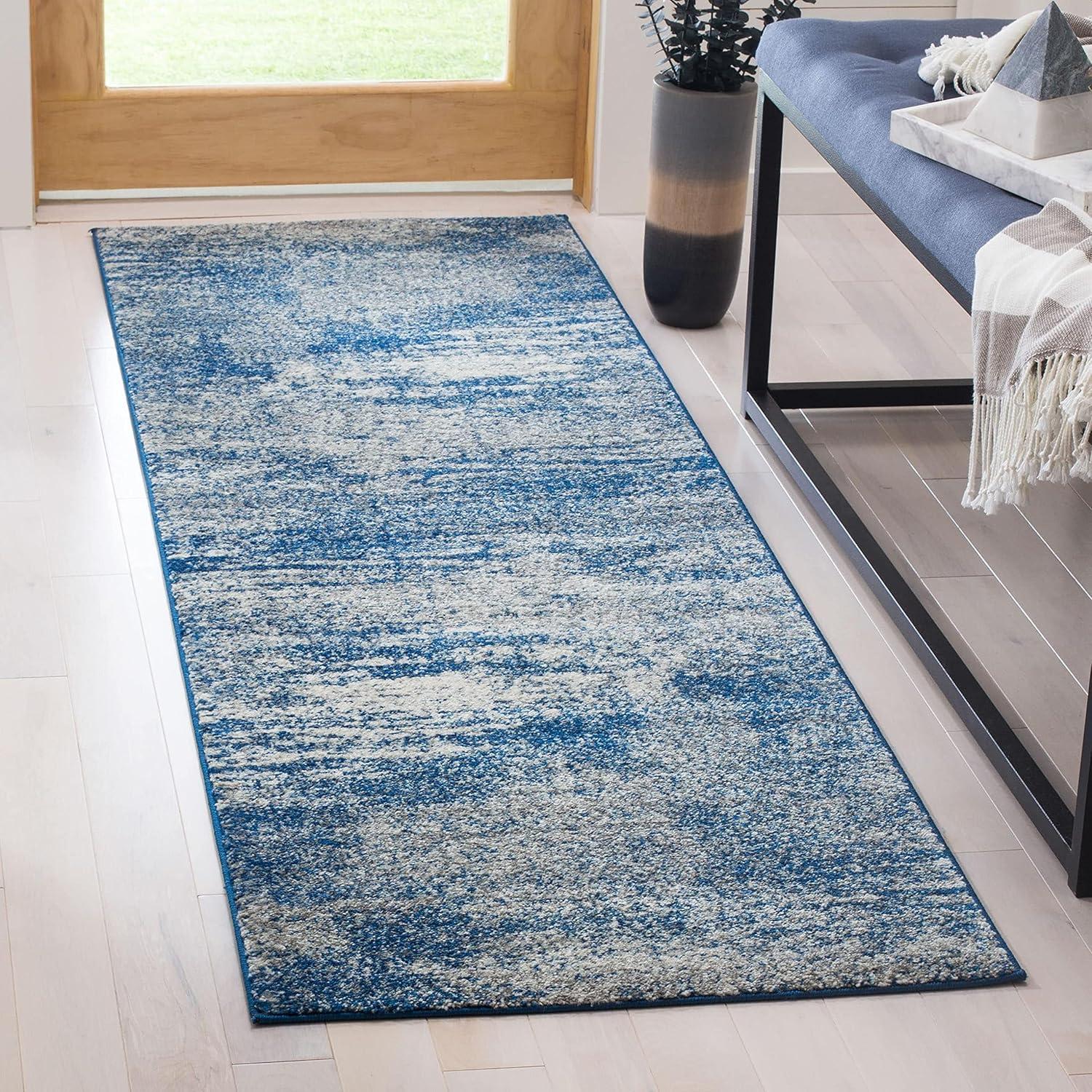 Ivory and Dark Grey Abstract 3' x 5' Stain-Resistant Rug