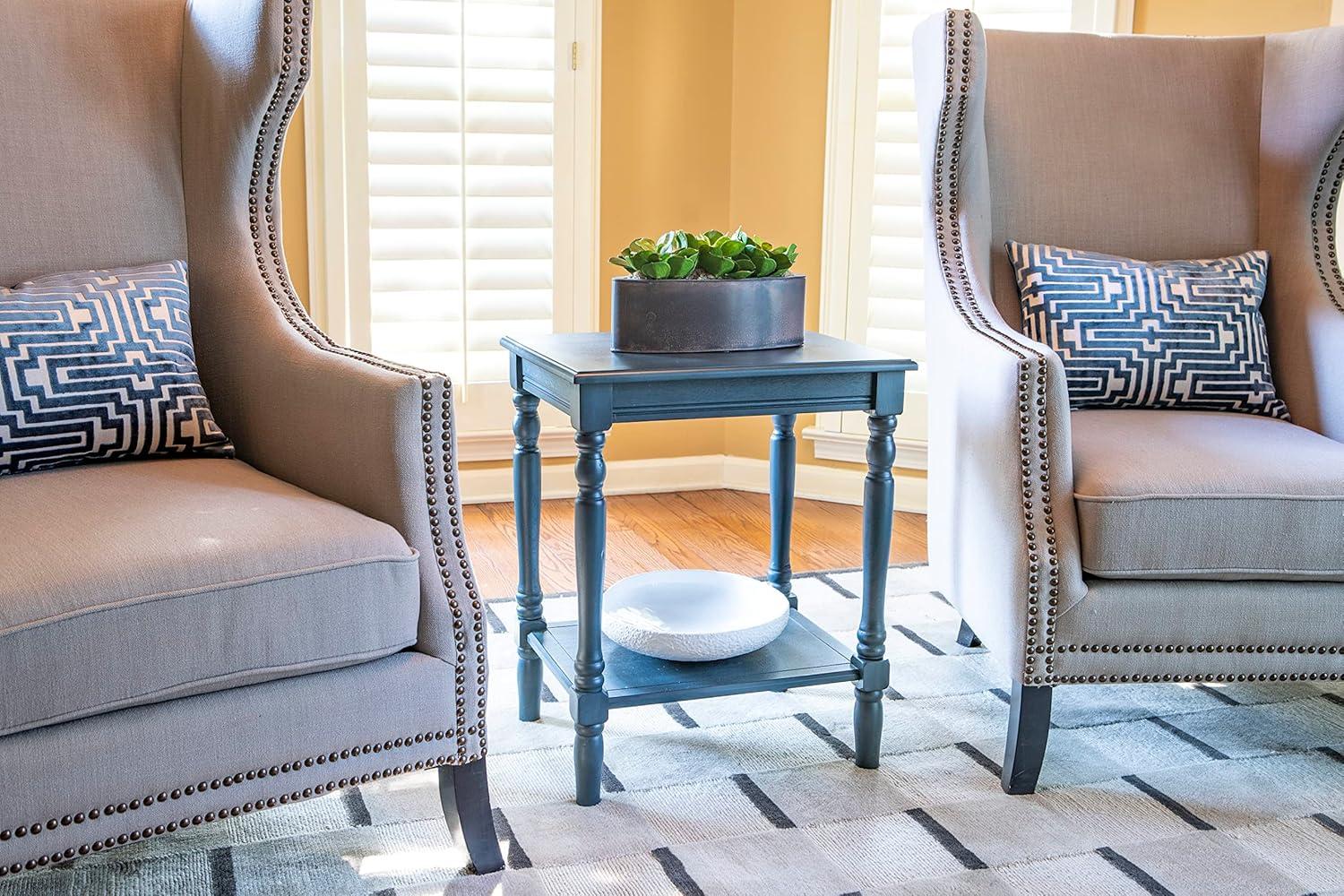 Decor Therapy Accent Table with Storage, Casual Style, Modern End Table, Sturdy, Blue Gray - (24" x 19.5" x 15.75")