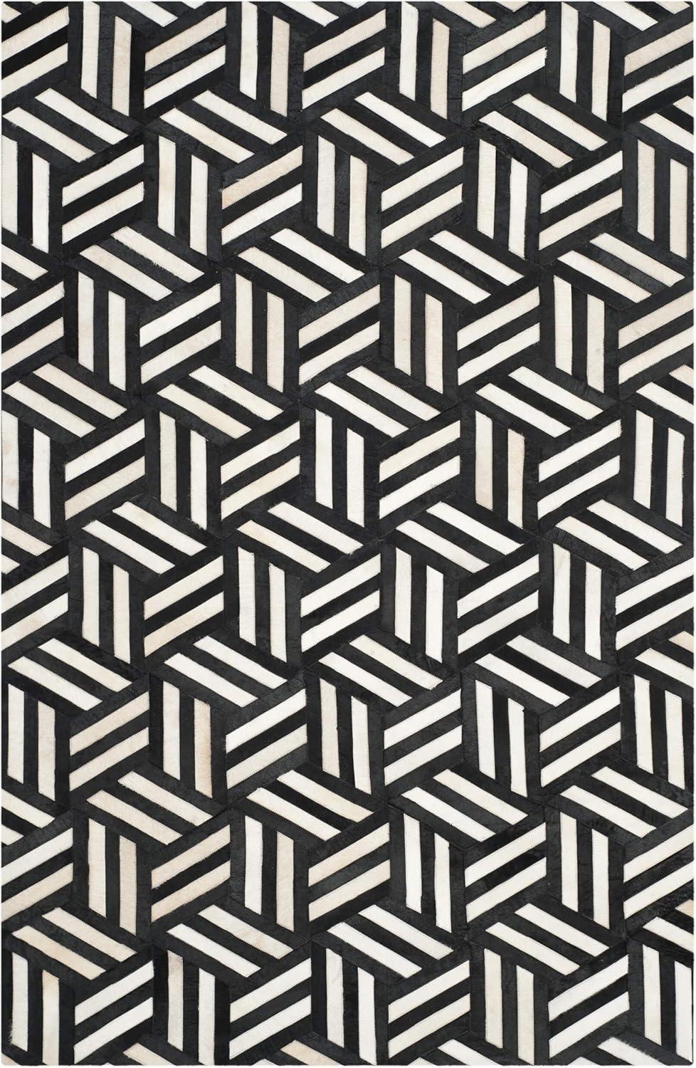 Studio Leather STL219 Hand Woven Indoor Area Rug - Ivory/Black - 4'x6' - Safavieh