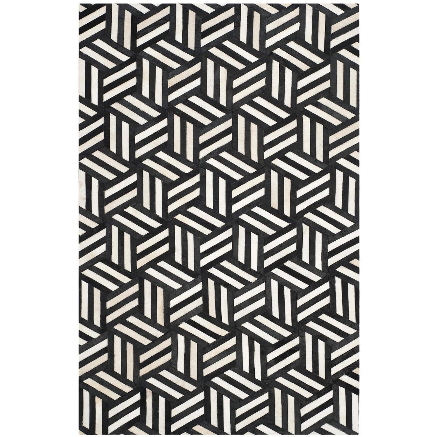 Studio Leather STL219 Hand Woven Indoor Area Rug - Ivory/Black - 4'x6' - Safavieh