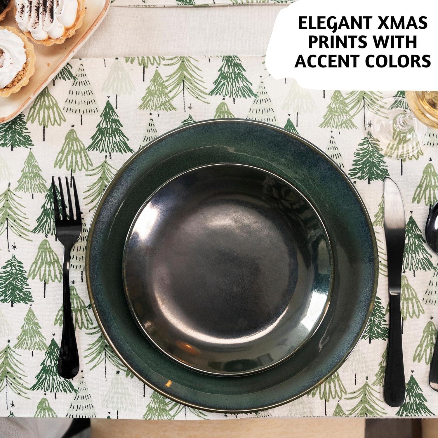 Folkulture Woven Placemats Set of 6, 100% Cotton Table Placemats Heat Resistant, Washable for Boho or Farmhouse Decor 14" x 19" (Christmas Story)