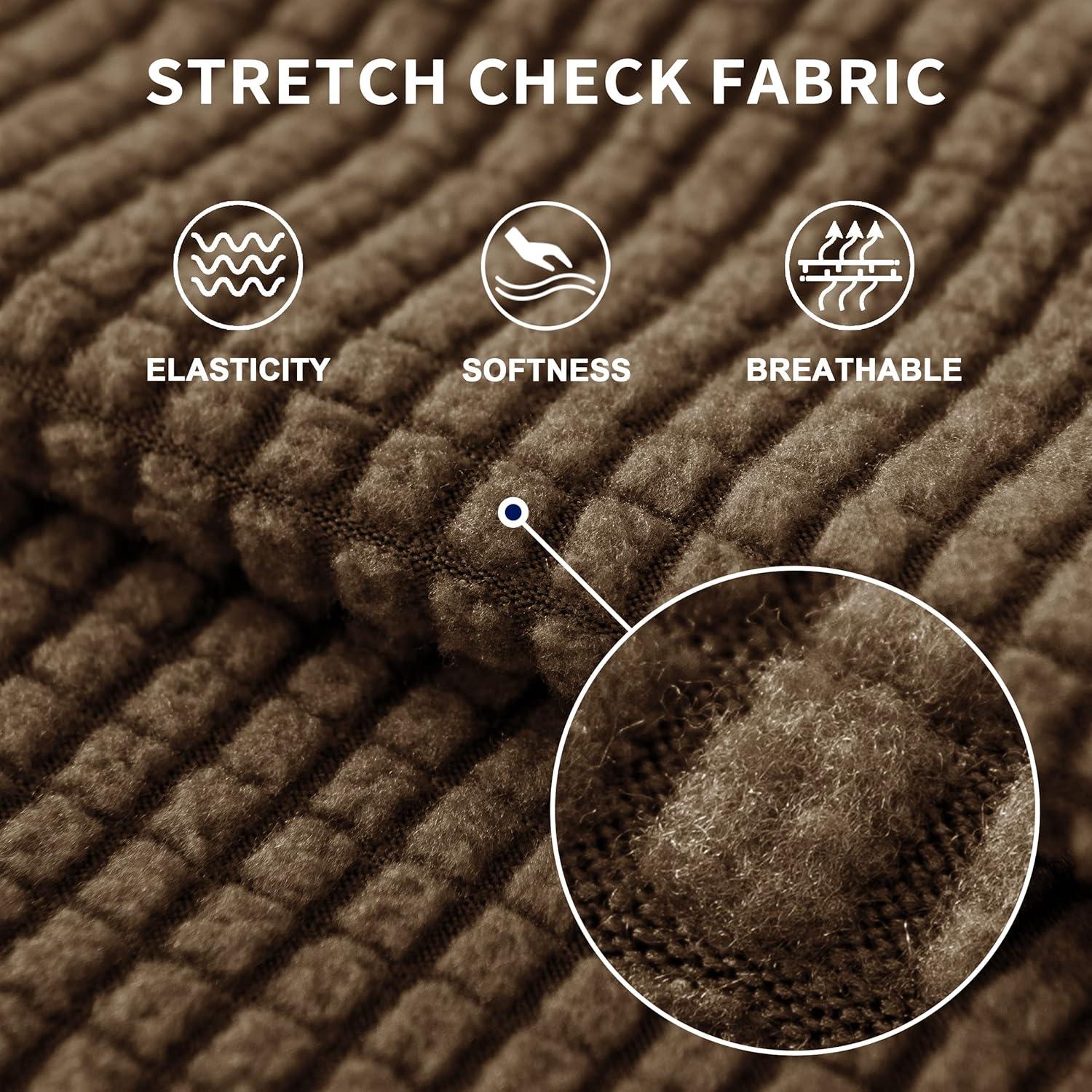 Subrtex Stretch 1-Piece Textured Grid Slipcover Sofa Cover, Coffee