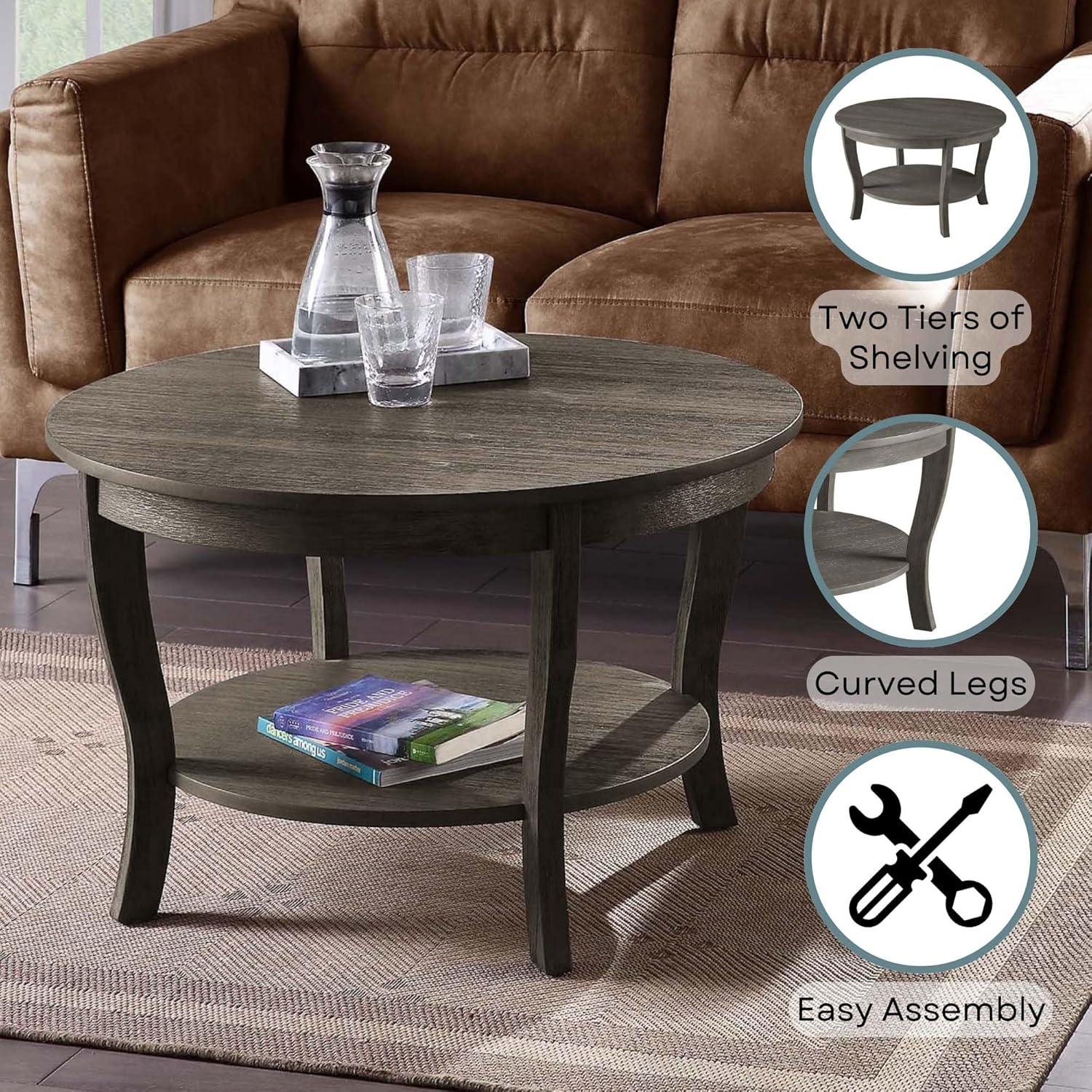 Convenience Concepts American Heritage Round Coffee Table 30" in Dark Gray Wood