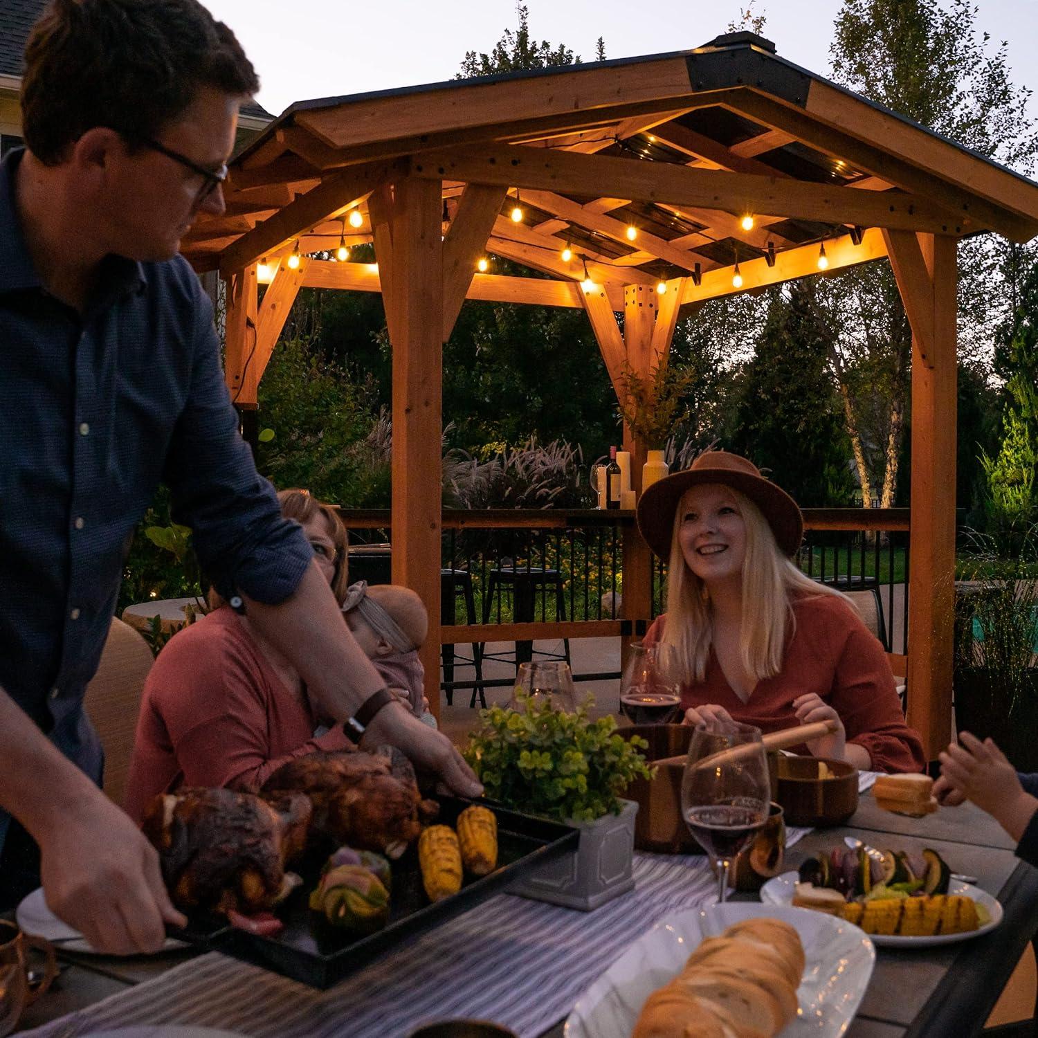 Granada Cedar and Steel Grill Gazebo with Outdoor Bar