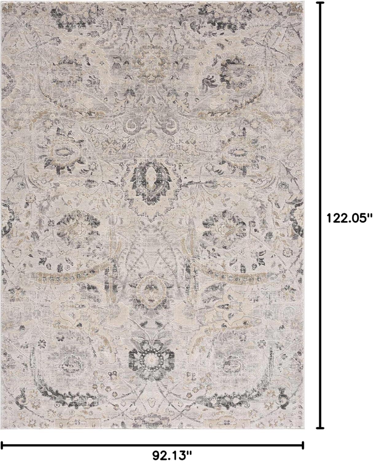 BoutiqueRugs GeorgianaTraditional Floral Large Area Rug - Oriental Damask Patterned Rug for Living Room, Bedroom, Dining Room - Cream, Beige, Black, Charcoal - 7'8" x 10'2" (8x10 Area Rug)