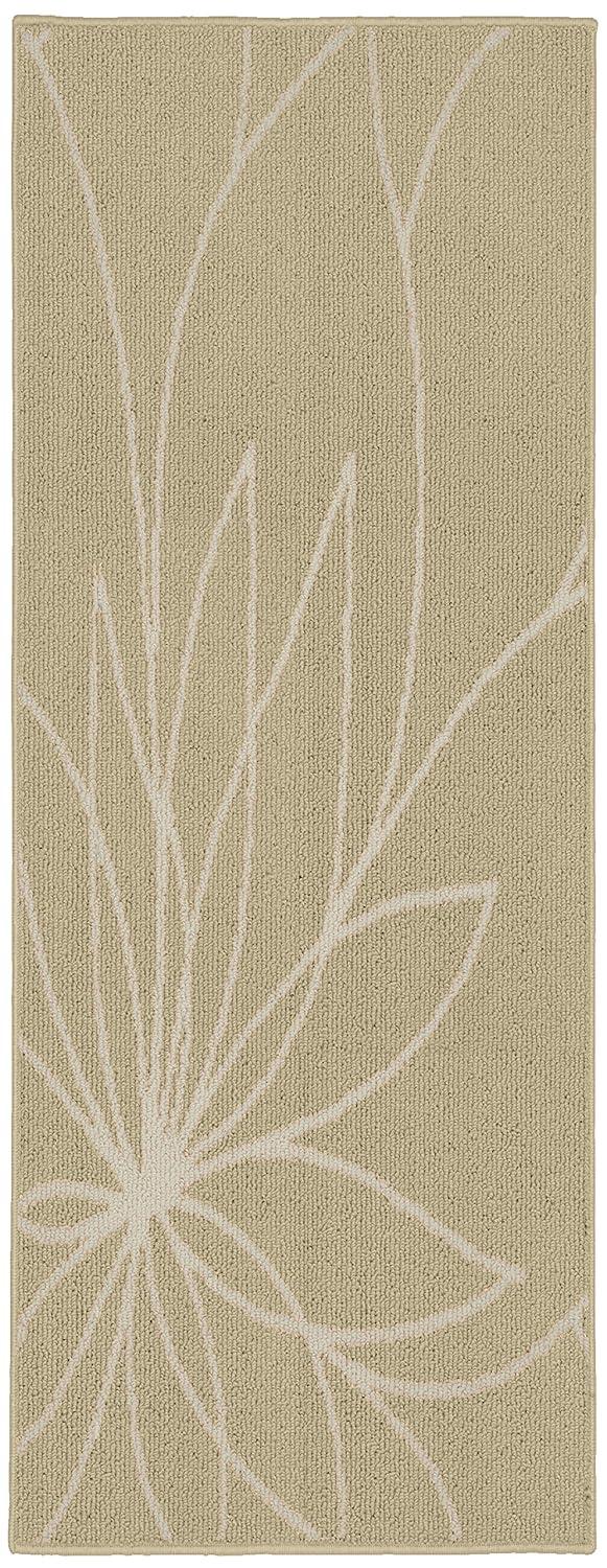Garland Rug Grand Floral Tan/Ivory Indoor Runner Rug, 2' x 5'