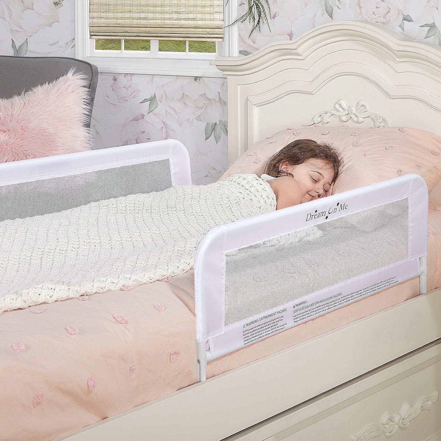 Dream On Me White Adjustable Mesh Bed Rail Double Pack