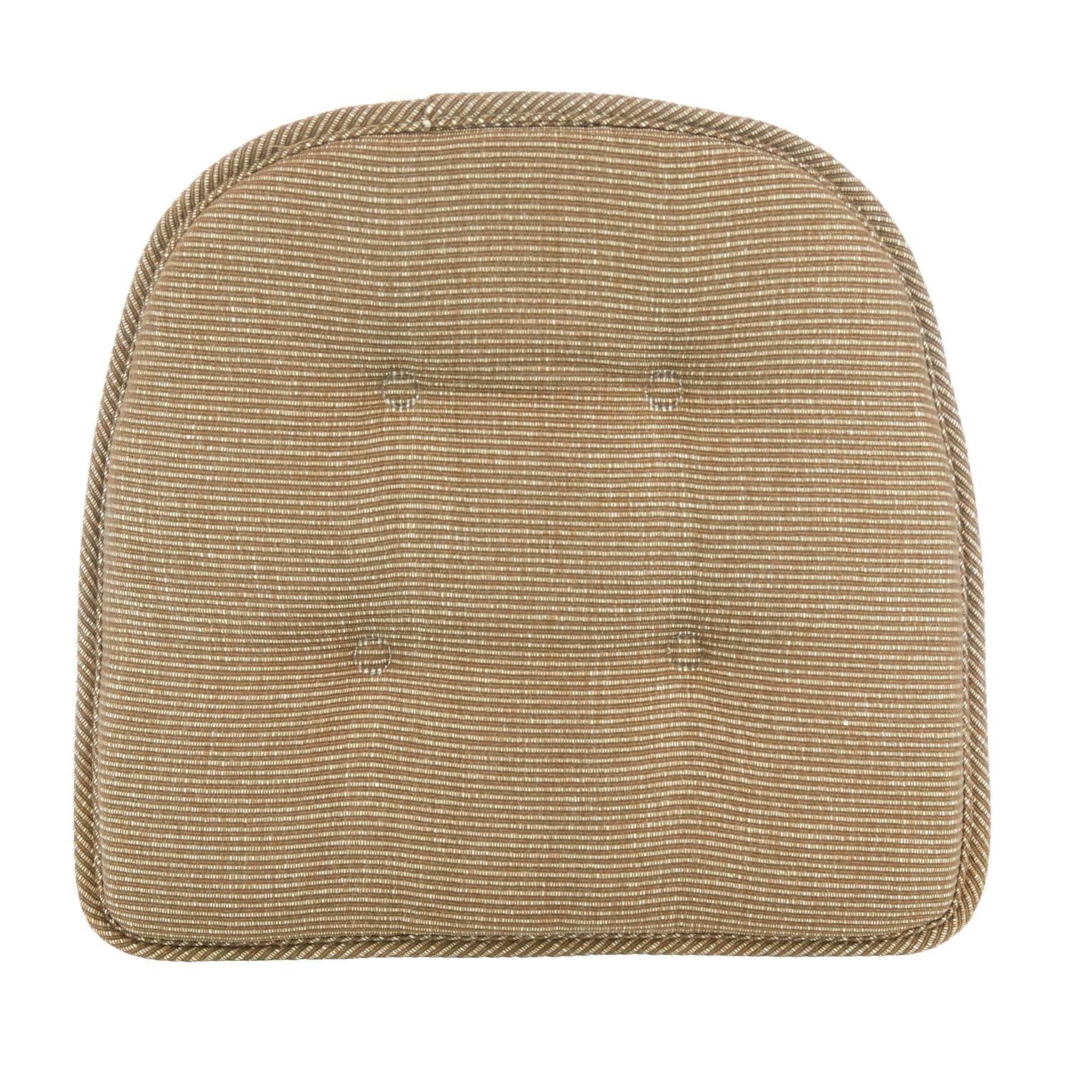 Gripper 2pc 15"x16" Non Slip Saturn Tufted Chair Cushions Tan: Indoor Rectangle Polyester Basket Weave Beige
