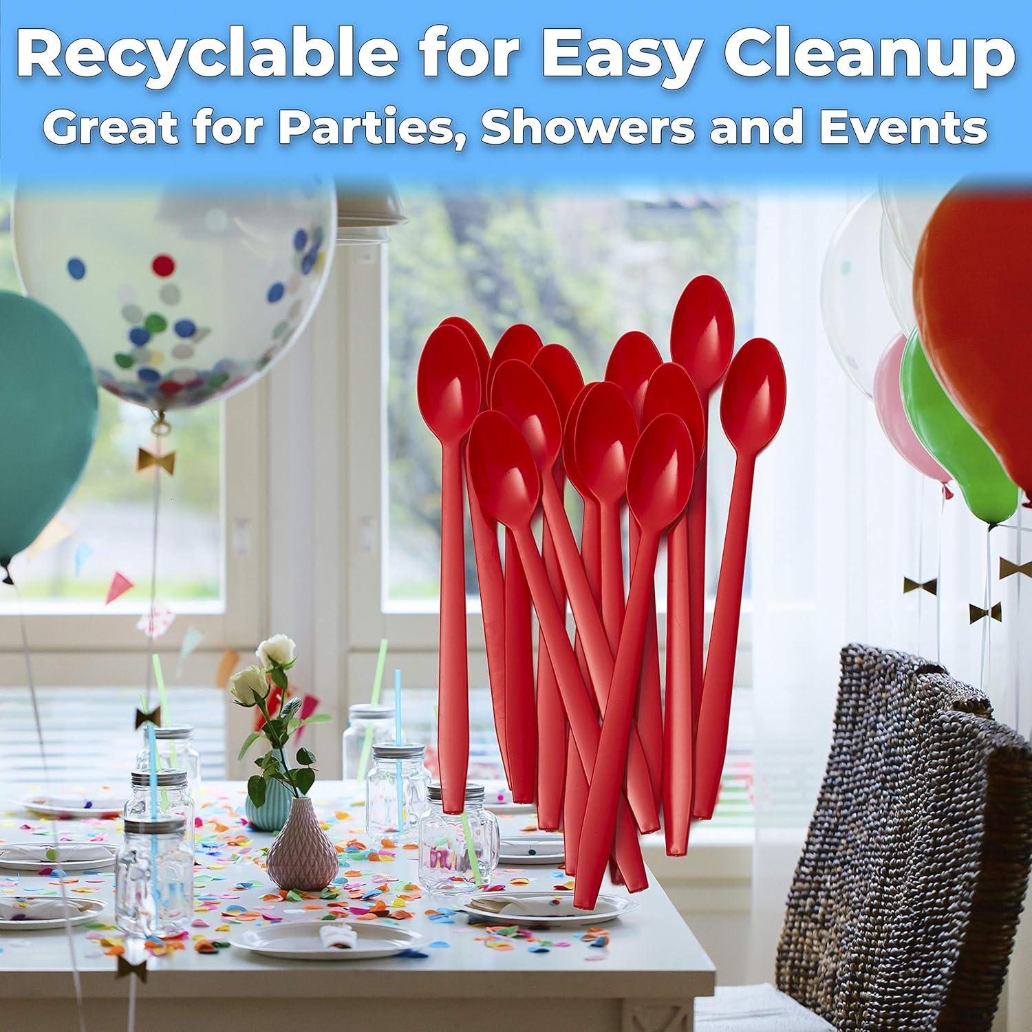 Avant Grub Extra Sturdy, Super Fun Red 8in Sundae Spoons 50ct