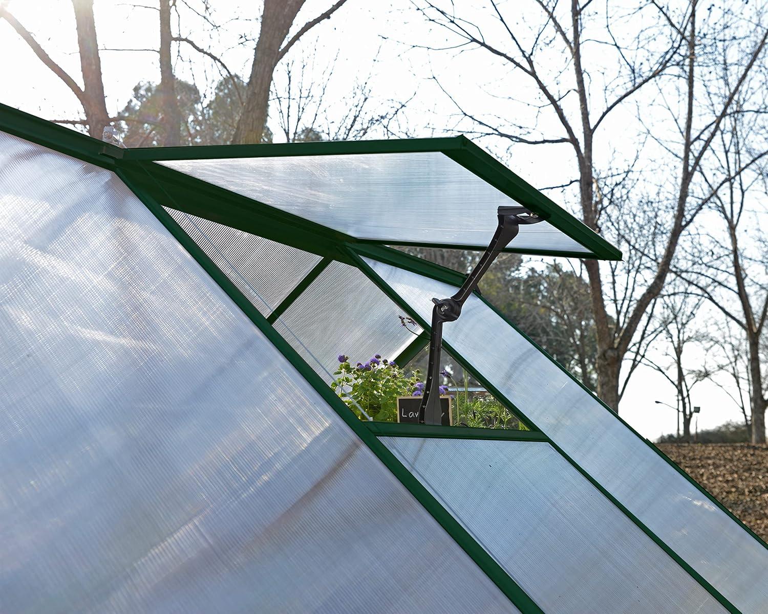 Green and Clear Aluminum Polycarbonate 8' x 12' Greenhouse