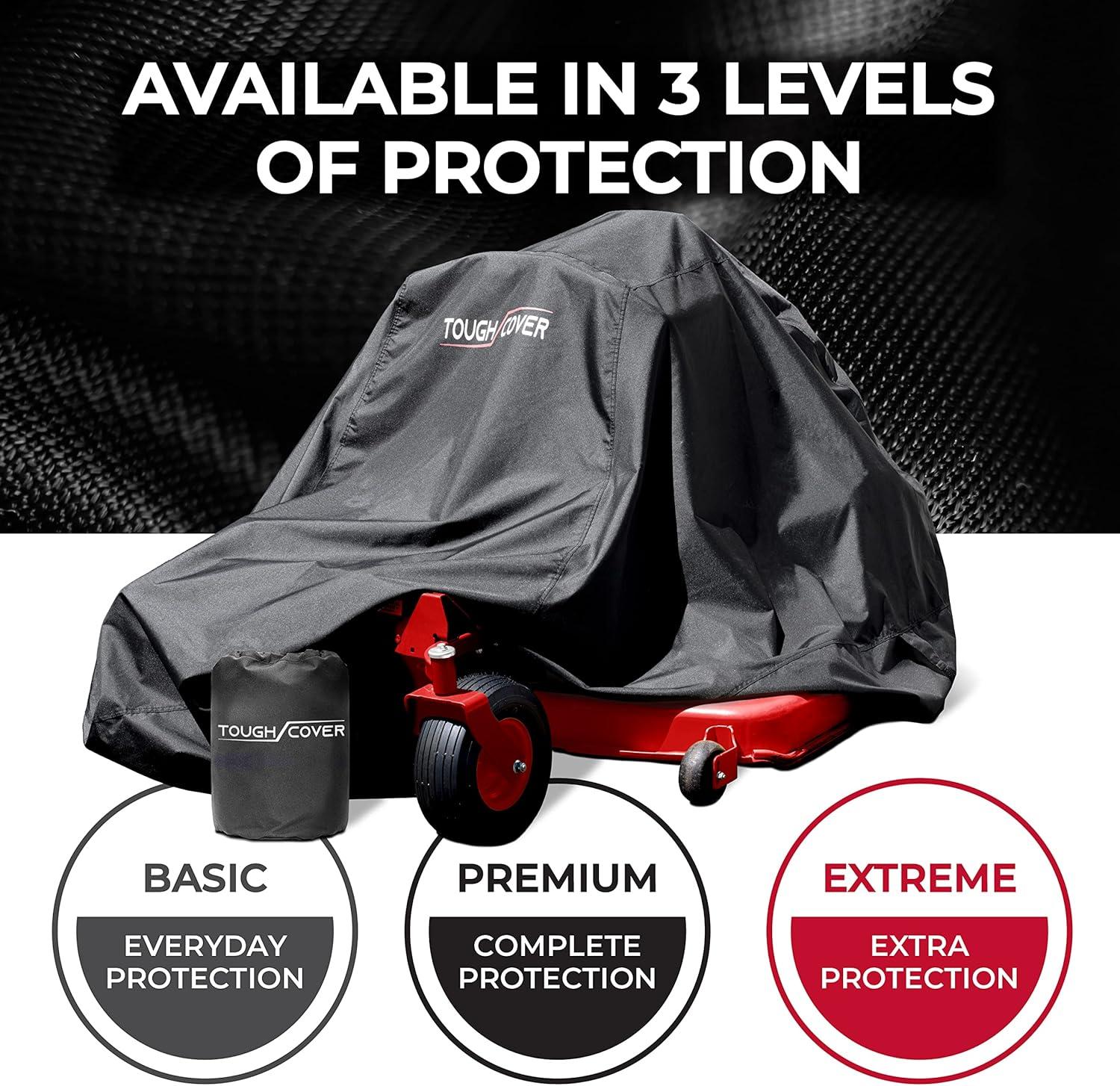 Tough Cover Zero-Turn Mower Cover, Extreme Edition, Heavy Duty 600D Marine Grade Fabric, Universal Fit Lawn Mower Covers, Protects Against UV, Dust, Dirt, Wind for Outdoor Protection (Black)