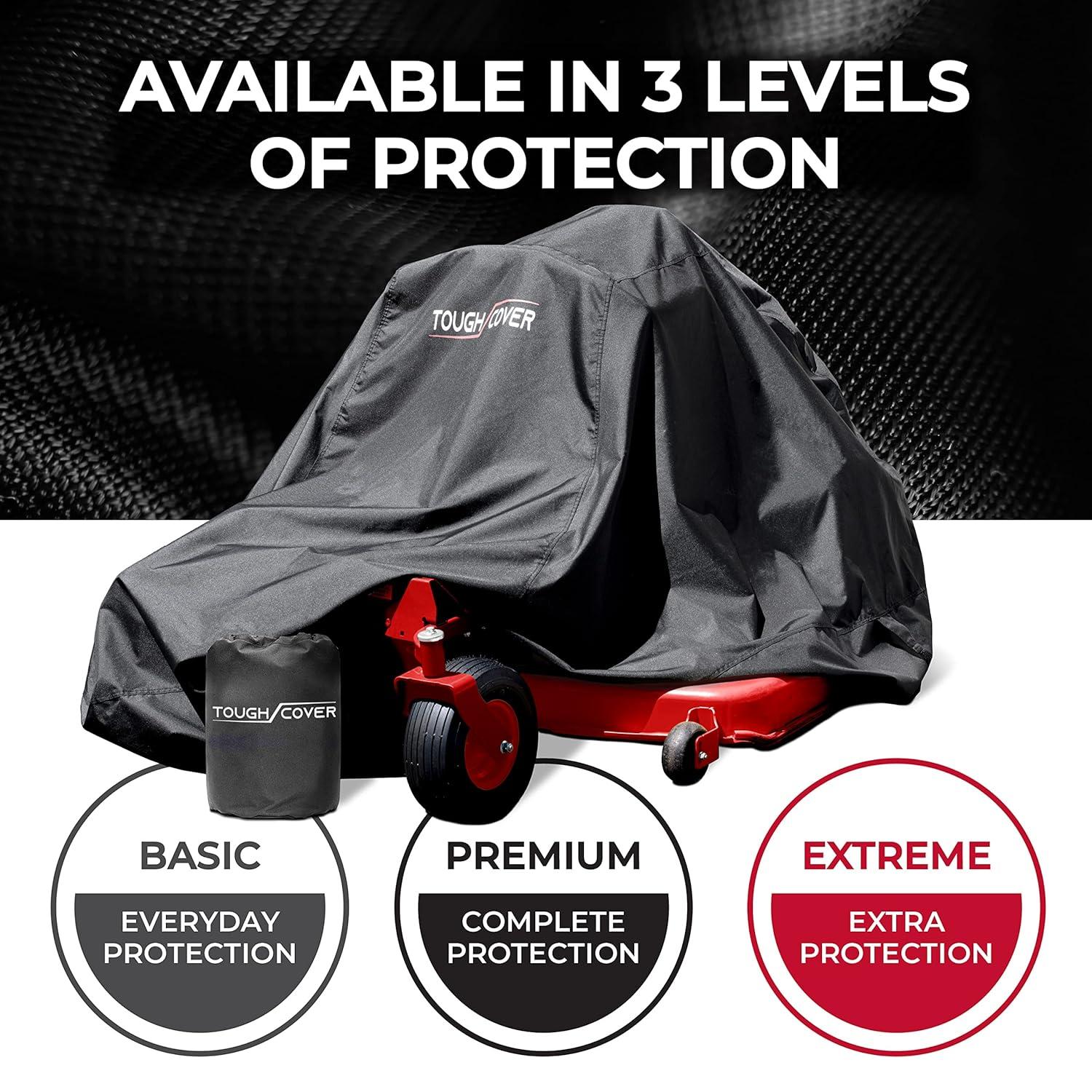 Tough Cover Zero-Turn Mower Cover, Extreme Edition, Heavy Duty 600D Marine Grade Fabric, Universal Fit Lawn Mower Covers, Protects Against UV, Dust, Dirt, Wind for Outdoor Protection (Black)