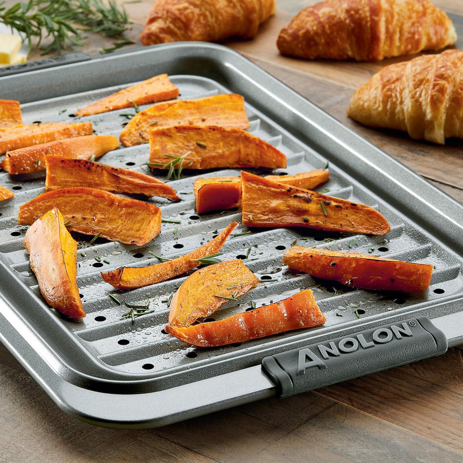 Anolon Advanced Bakeware10 inch x 15 inch Nonstick Sheet Pan and Crisper Set, Graphite