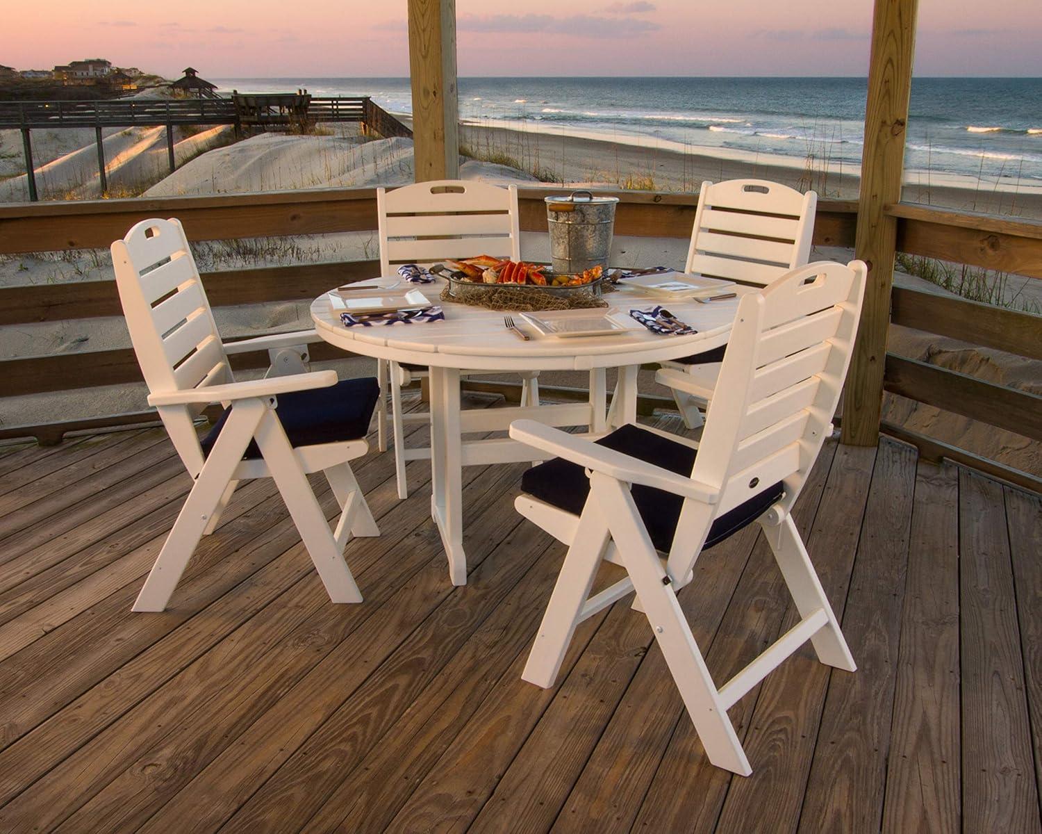 Nautical Folding Chair 5-Piece Round Farmhouse Dining Set