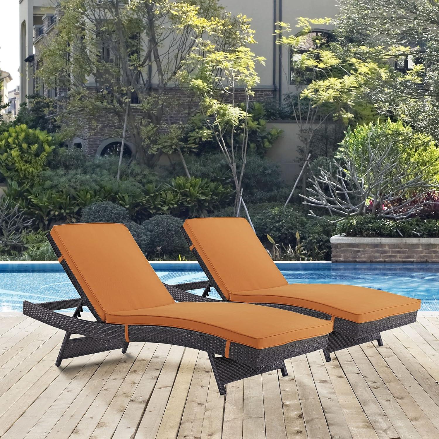 Gather Synthetic Rattan Weave Outdoor Chaise Lounges by Modway (Set of 2)