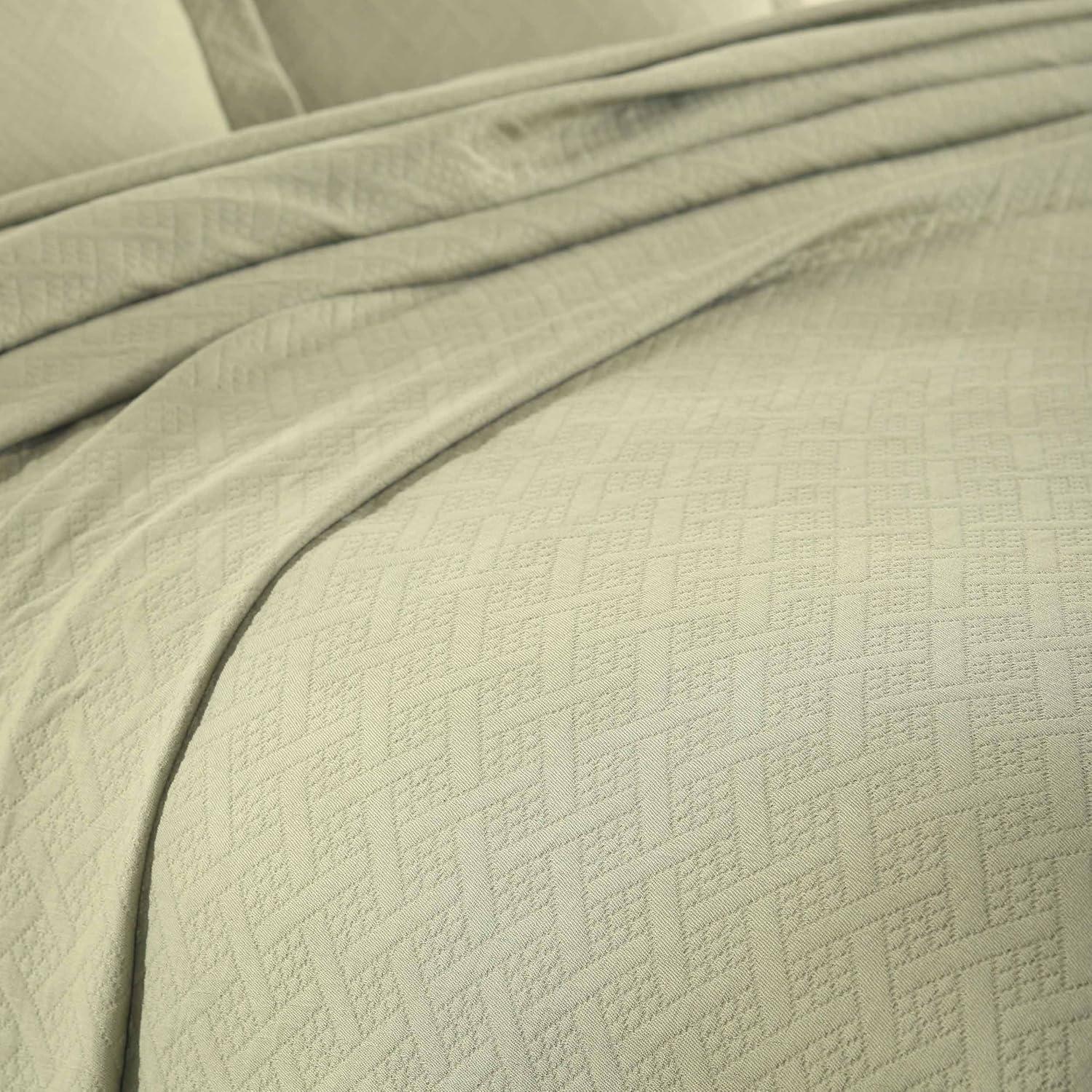 100% Cotton All Season Basket Weave Bedspread/Coverlet Set