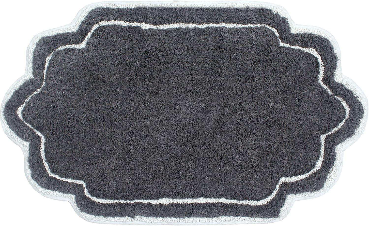 Modern Fluffy Tufted Cotton Bath Mat 21" x 34" in Dark Gray