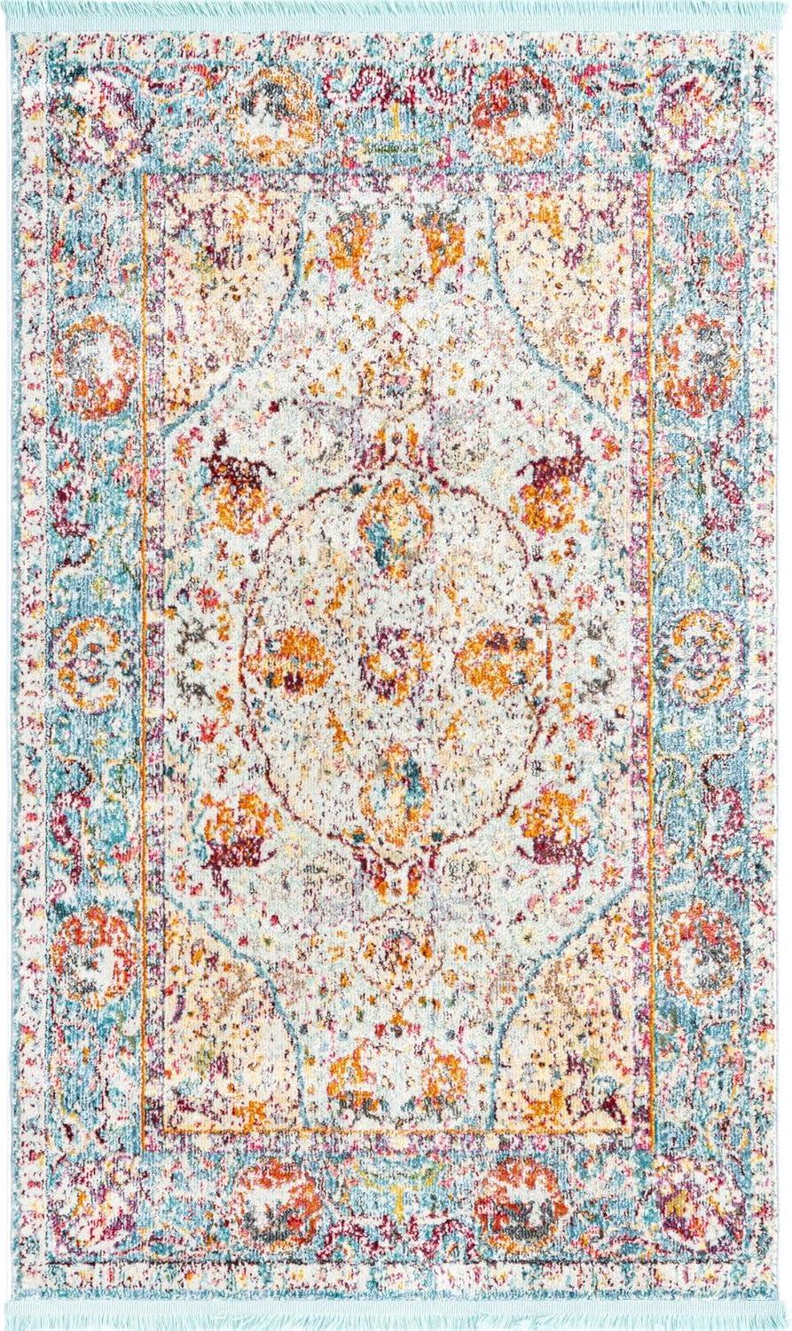 Unique Loom Baracoa Collection Area Rug - Rumba (3' 3" x 5' 3" Rectangle Light Blue/Cream)