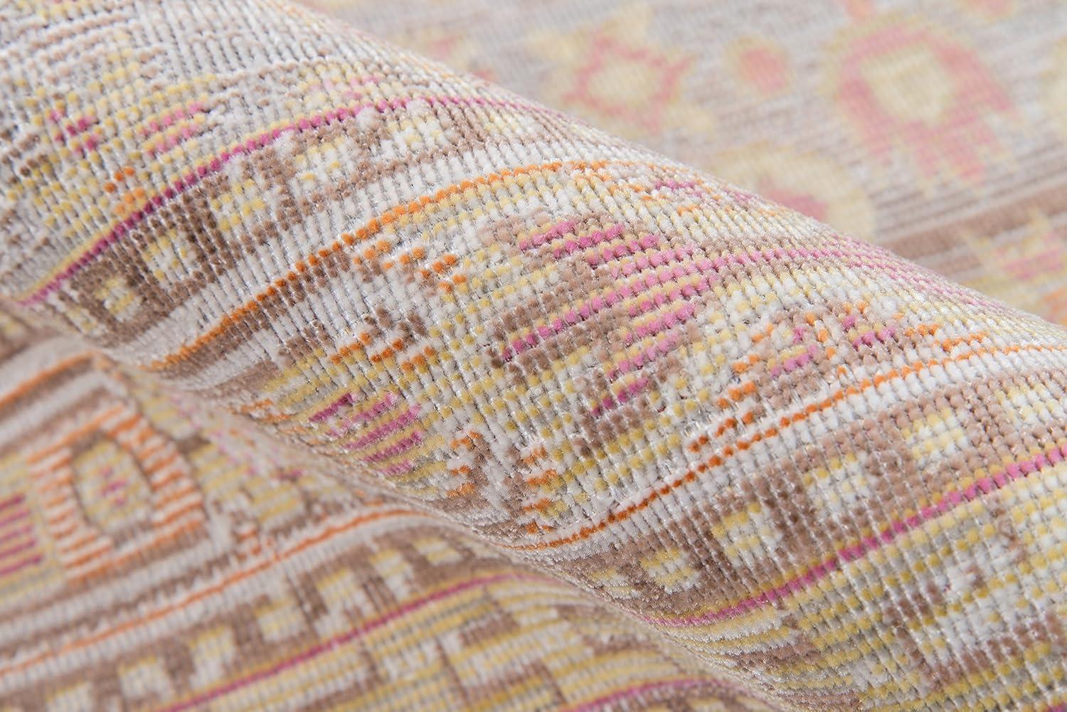 Momeni 9'3"x11'10" Isabella Orla Machine Loomed Area Rug Pink: Classic Medallion Pattern, Low Pile, Indoor Use