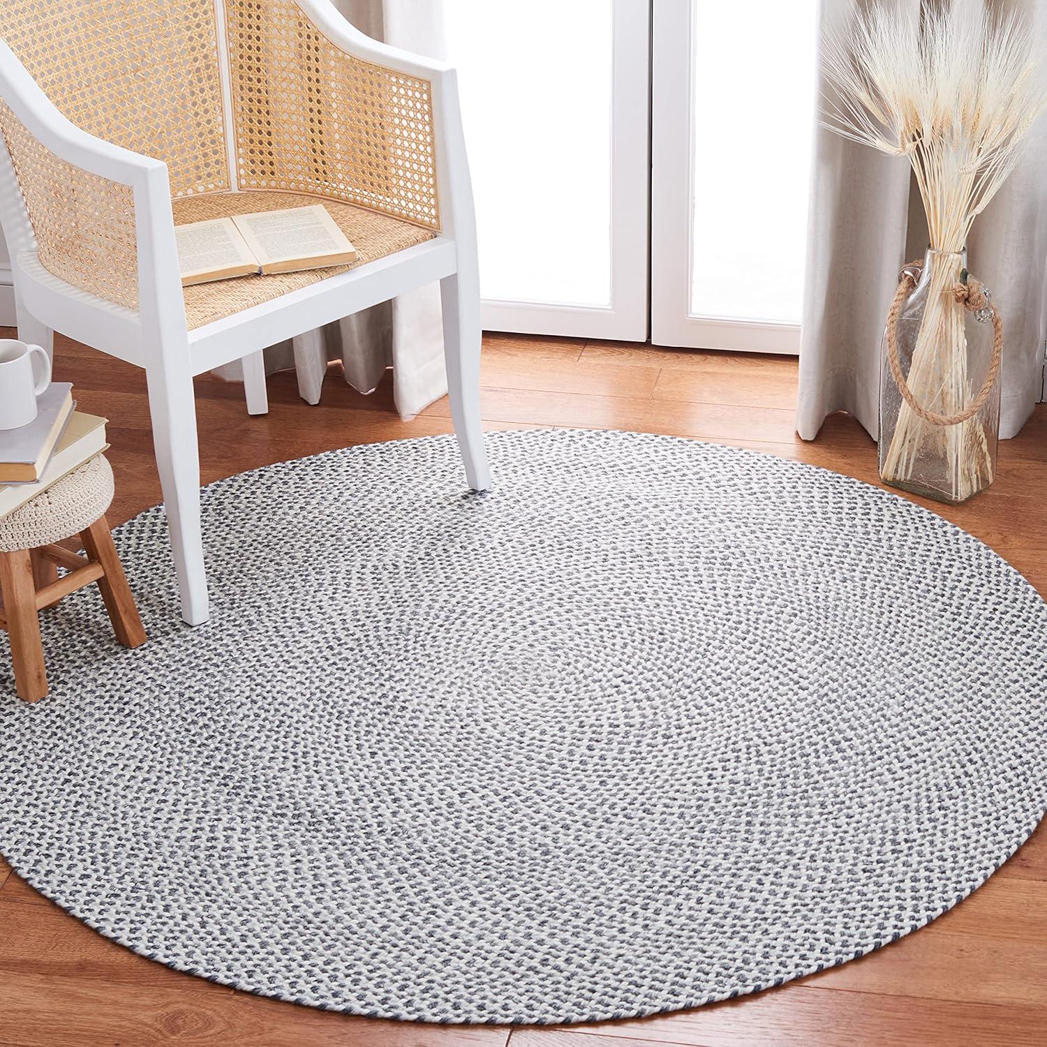 SAFAVIEH Braided Geraldine Confetti Solid Area Rug, Silver/Grey, 10' x 10' Round