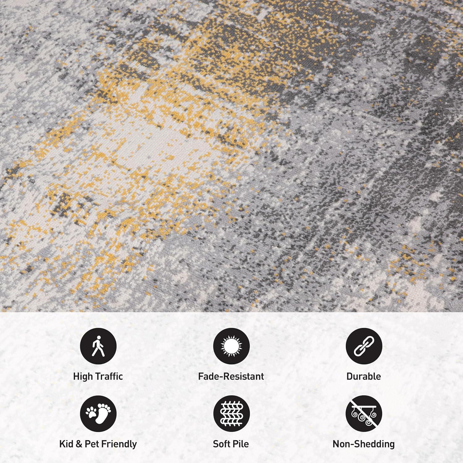World Rug Gallery Dublin Contemporary Abstract Area Rug - Yellow 3'3"x5'