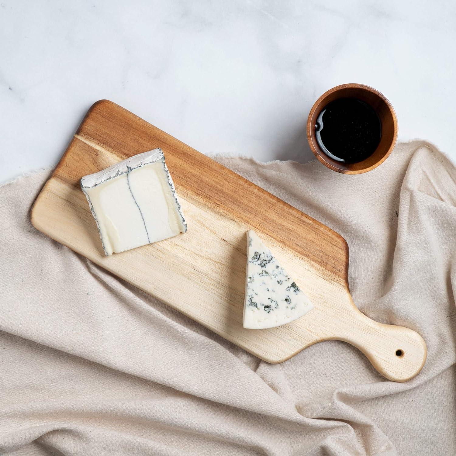 Acacia Wood Paddle Cutting and Serving Board with Handle