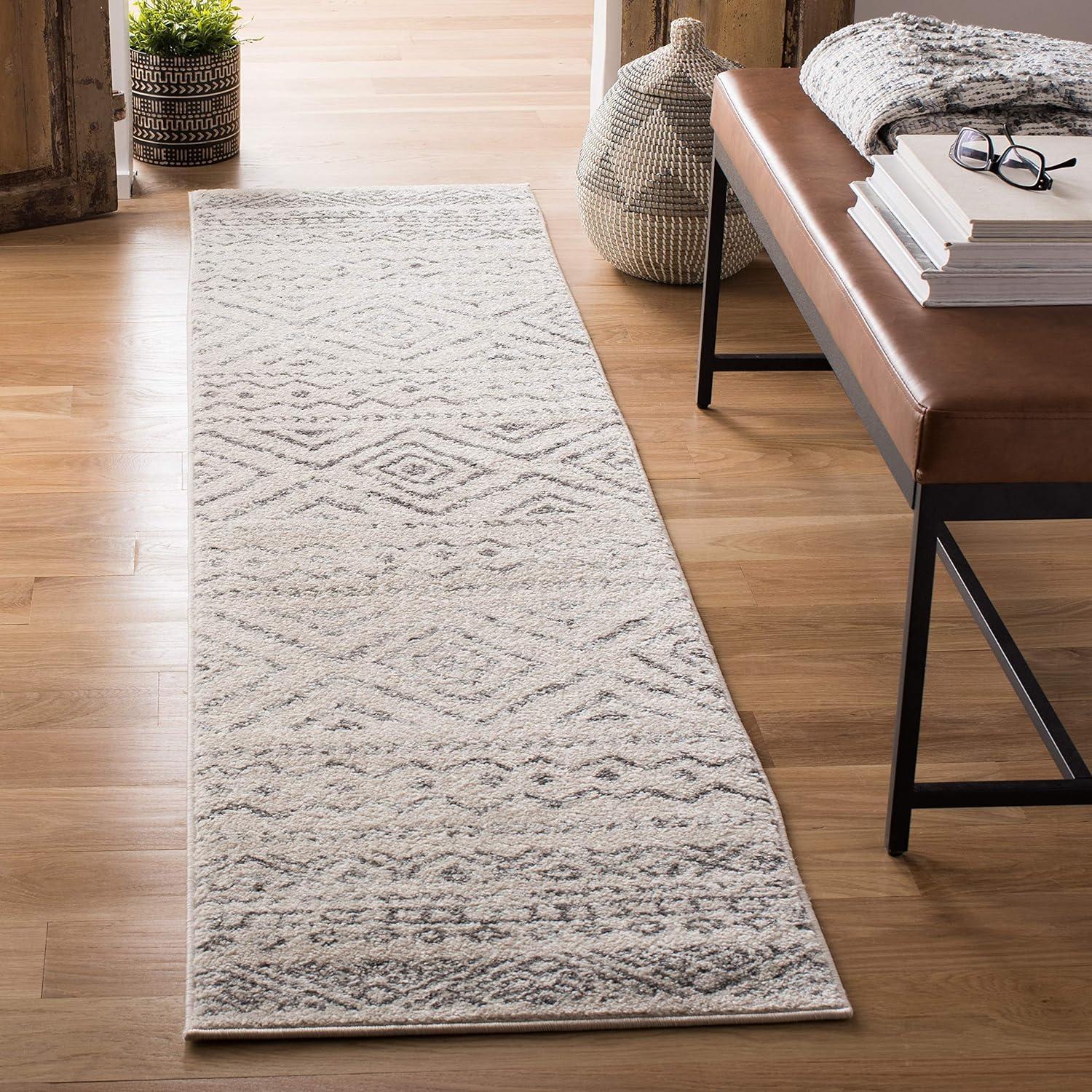 Ivory & Grey Moroccan Boho 2' x 5' Hand-Knotted Runner