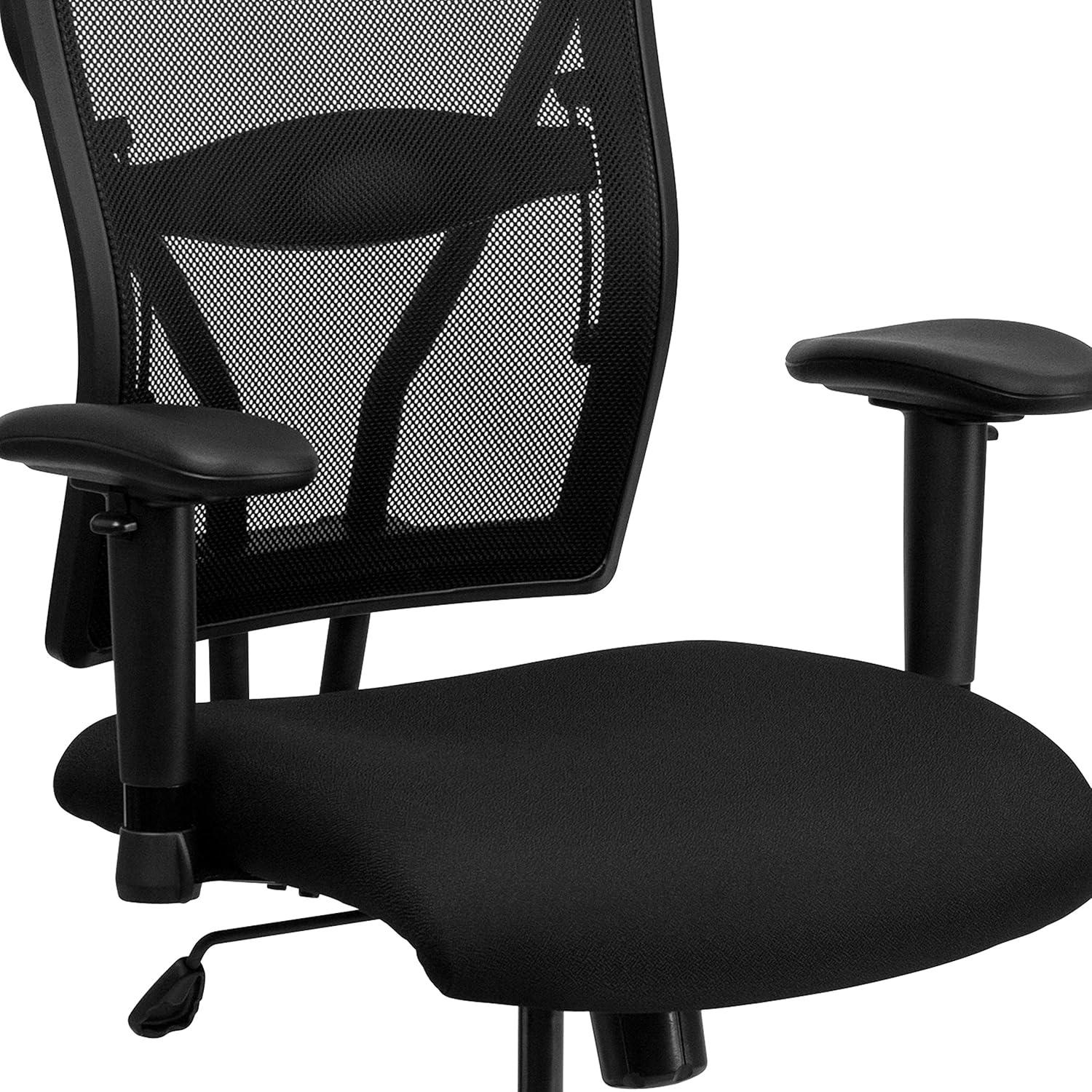 Flash Furniture HERCULES Series Big & Tall 400 lb. Rated Black Mesh Executive Swivel Ergonomic Office Chair with Adjustable Arms