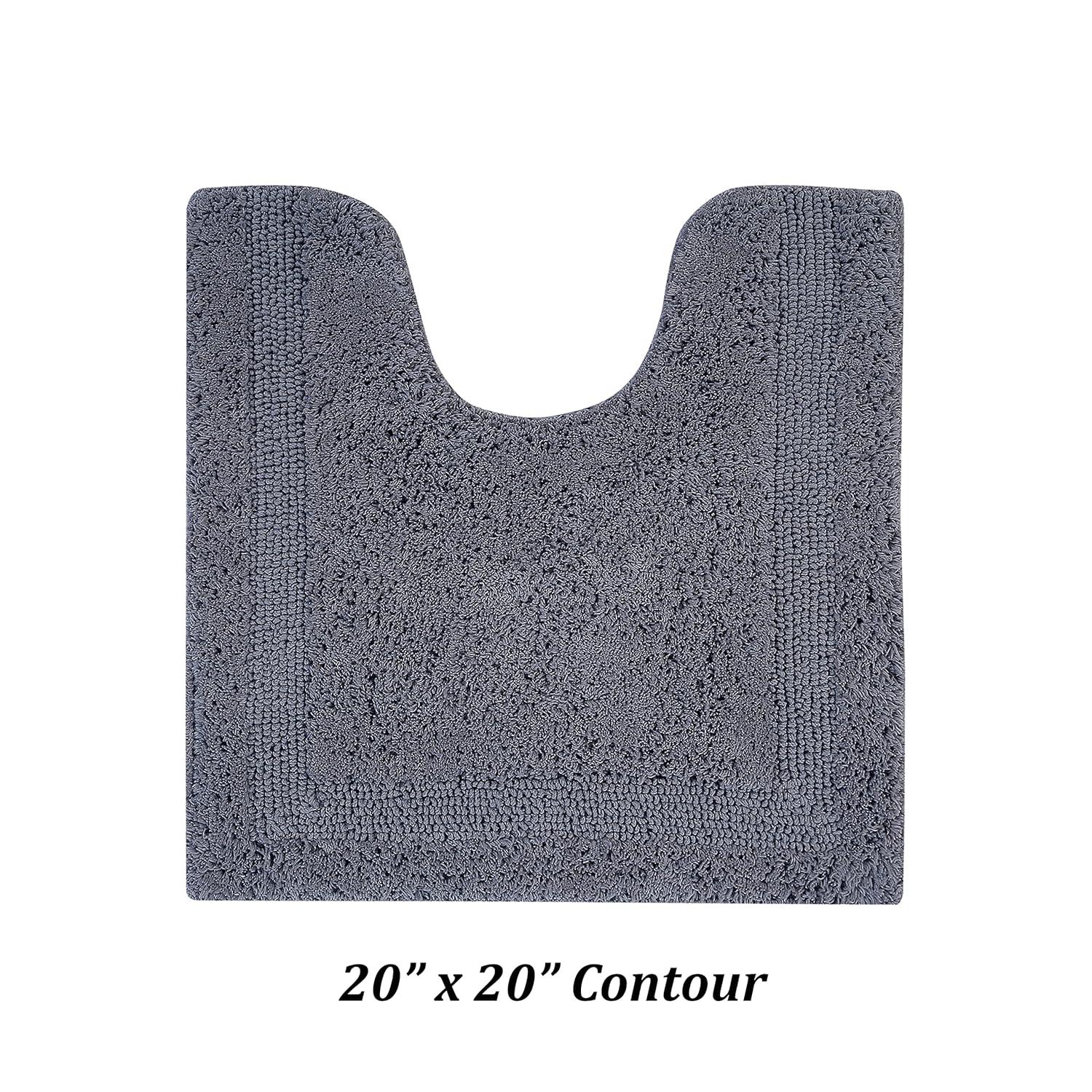 Better Trends Lux 100% Cotton Tufted Solid Reversible Bath Rug Set 3 PC (20" x 20" | 21" x 34" | 20" x 60") - Gray