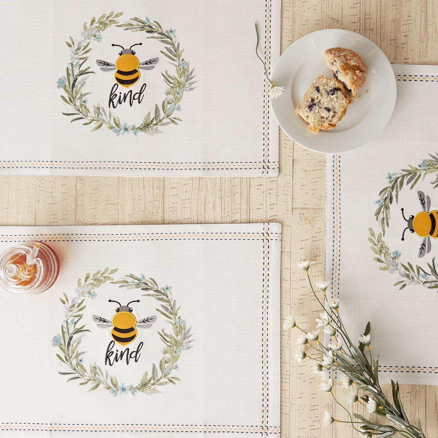 DII Bee Kind Reversible Embellished  Multi-Color Placemat (Set of 4) 13x19