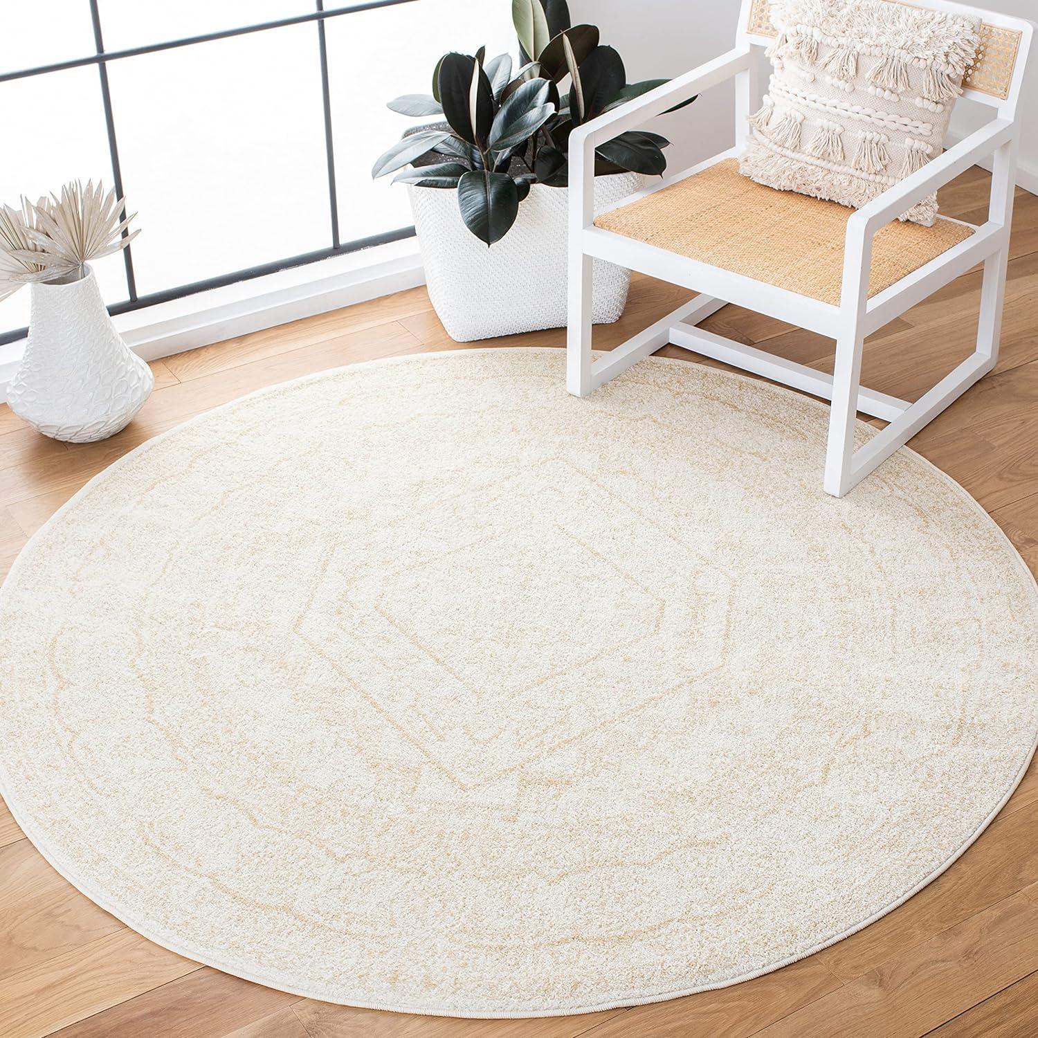 Adirondack ADR108 Power Loomed Area Rug - Ivory/Beige - 8' round - Safavieh.