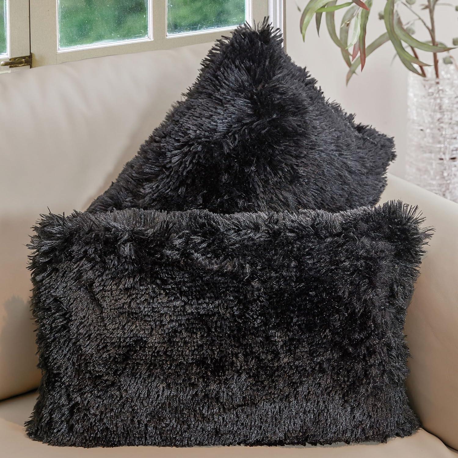 Cheer Collection Cheer Collection Shaggy Hair Decorative Throw Pillows (Set of 2)