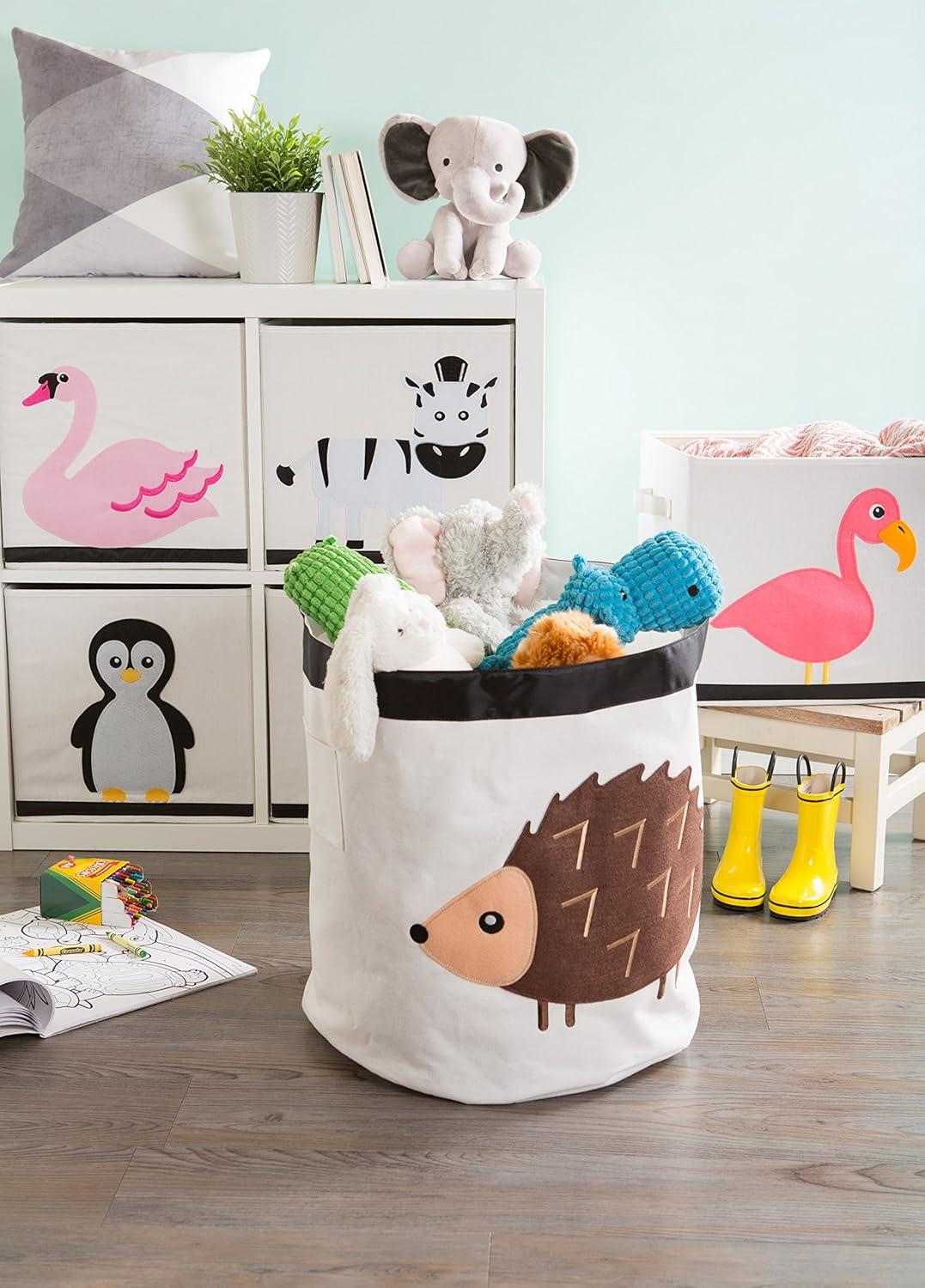 Hedgehog Themed Round Fabric Storage Bin