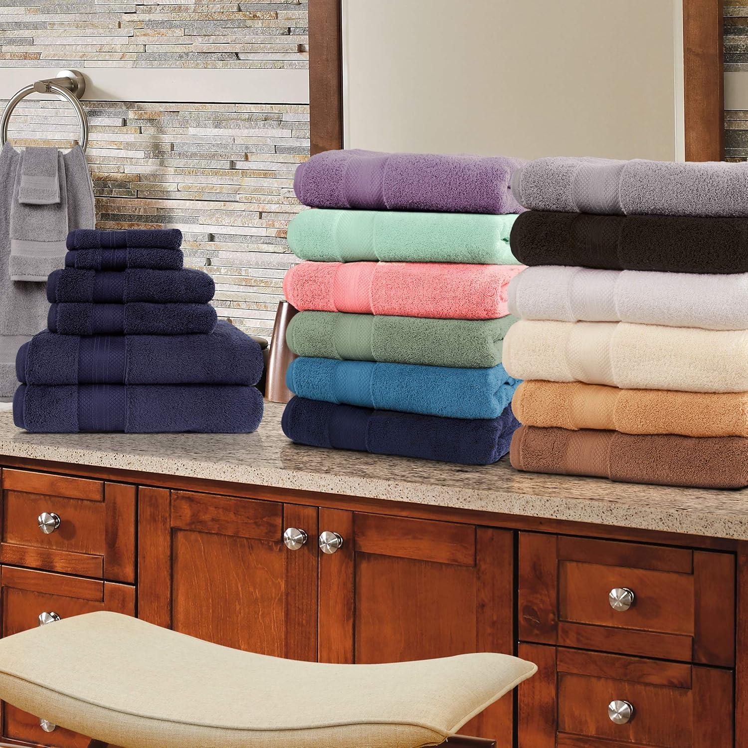 Superior Aria Turkish Cotton Solid Heavyweight Ivory Bath Towel Set of 2
