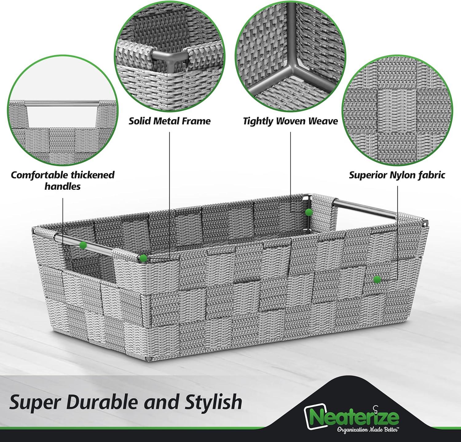 Baskets For Organizing Set Of 9 Dark Grey - Storage Baskets For Shelves - Perfect Closet Organizer Bins, Bathroom Basket, and Pantry Basket - Small Storage Bins For Shelves - Bin For Organization