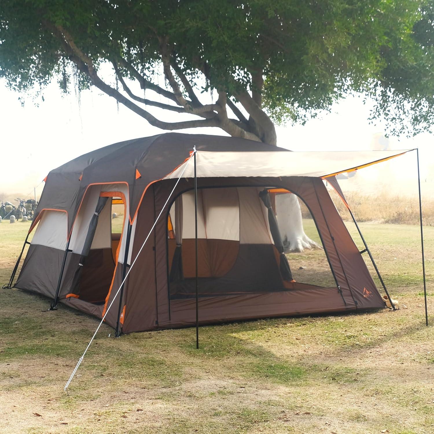 Large Gray and Orange Waterproof 6-Person Cabin Tent