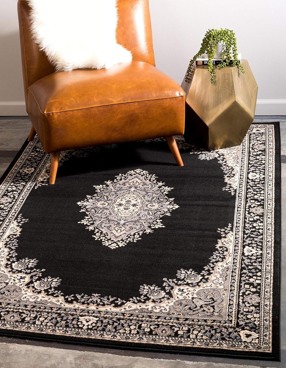Unique Loom Reza Collection Area Rug - Washington (9'  x 12' Rectangle Black/Gray)