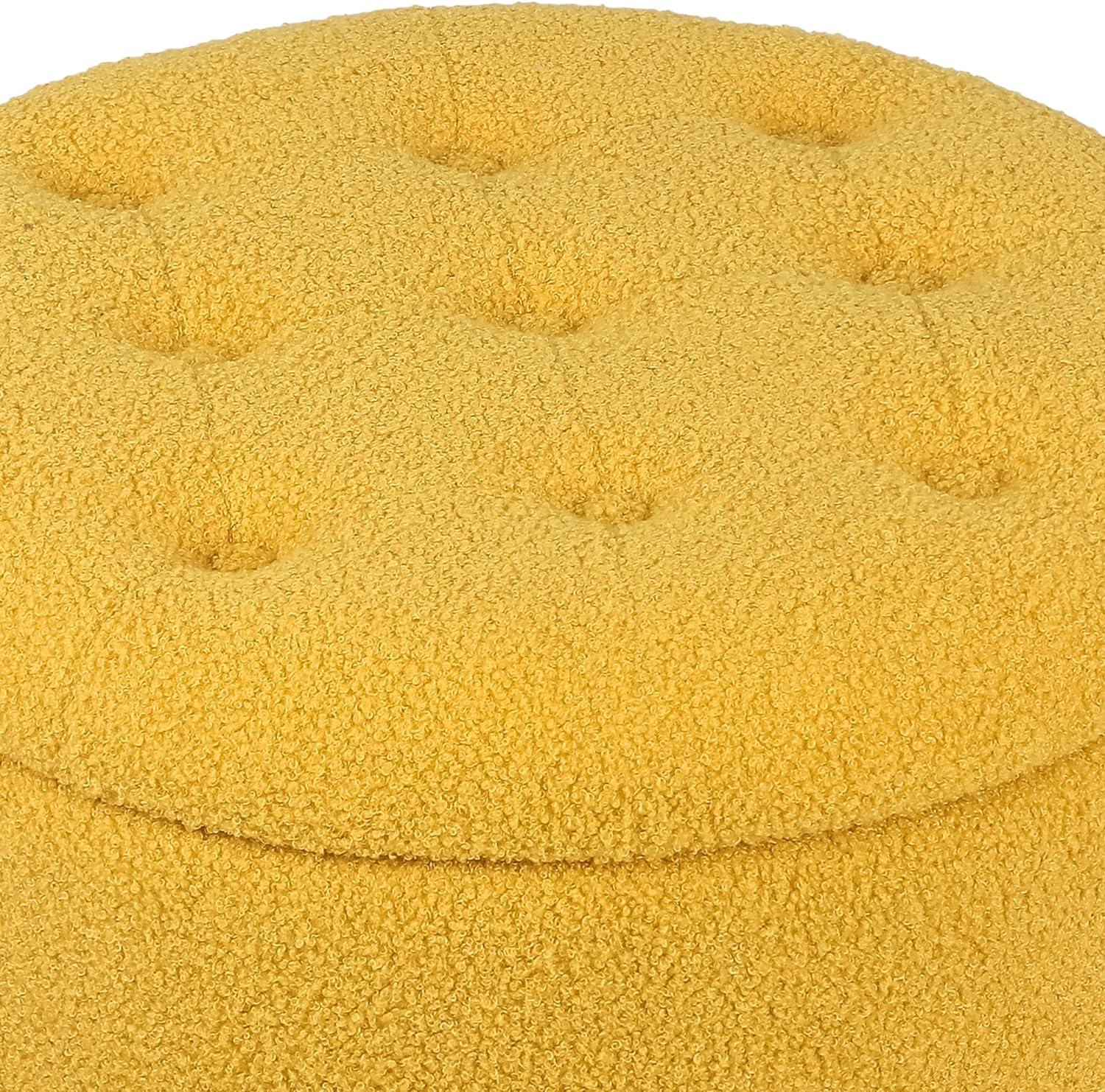 Joveco Button Tufted Velvet Storage Ottoman, Yellow