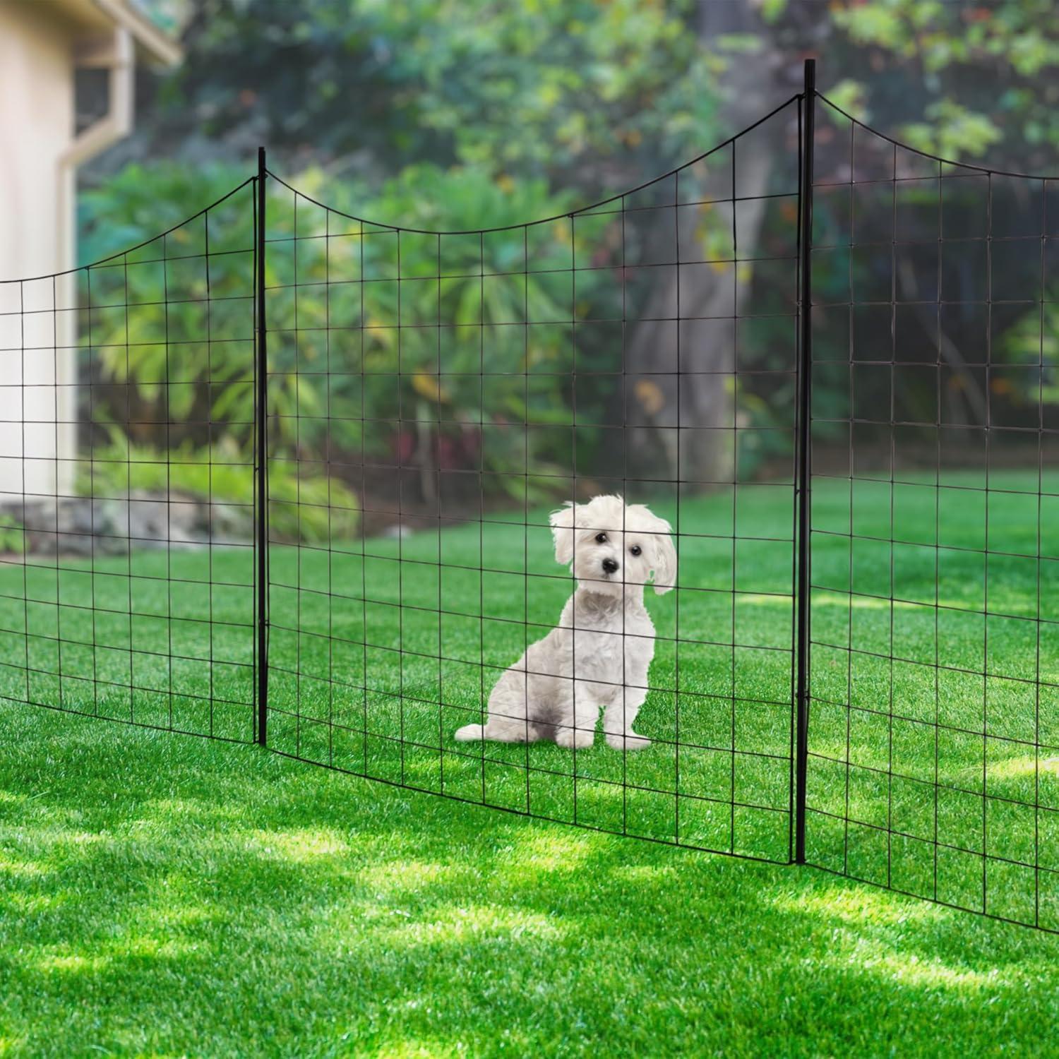 Pure Garden Black Metal No Dig Garden Fence with Gate