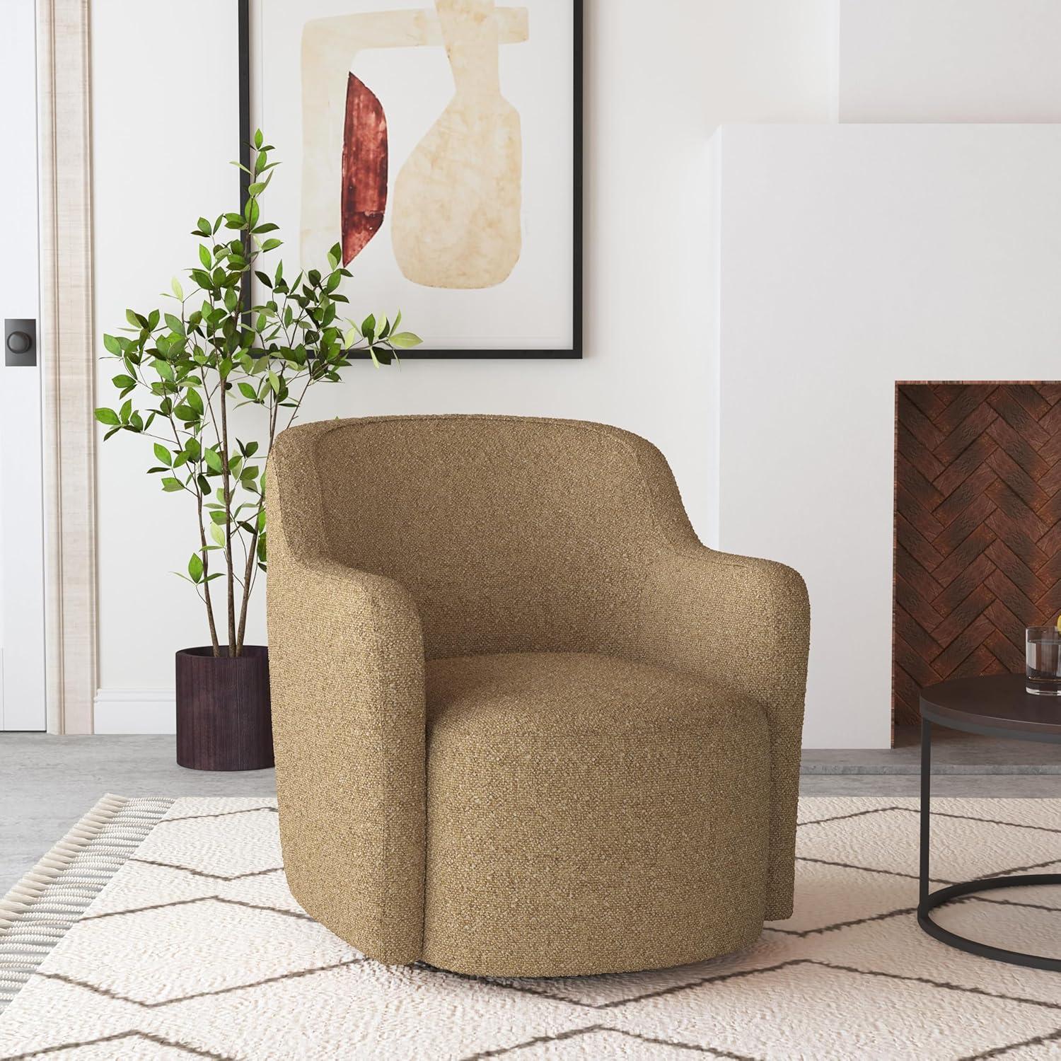 HomePop Upholstered Swivel Accent Chair Light Tan