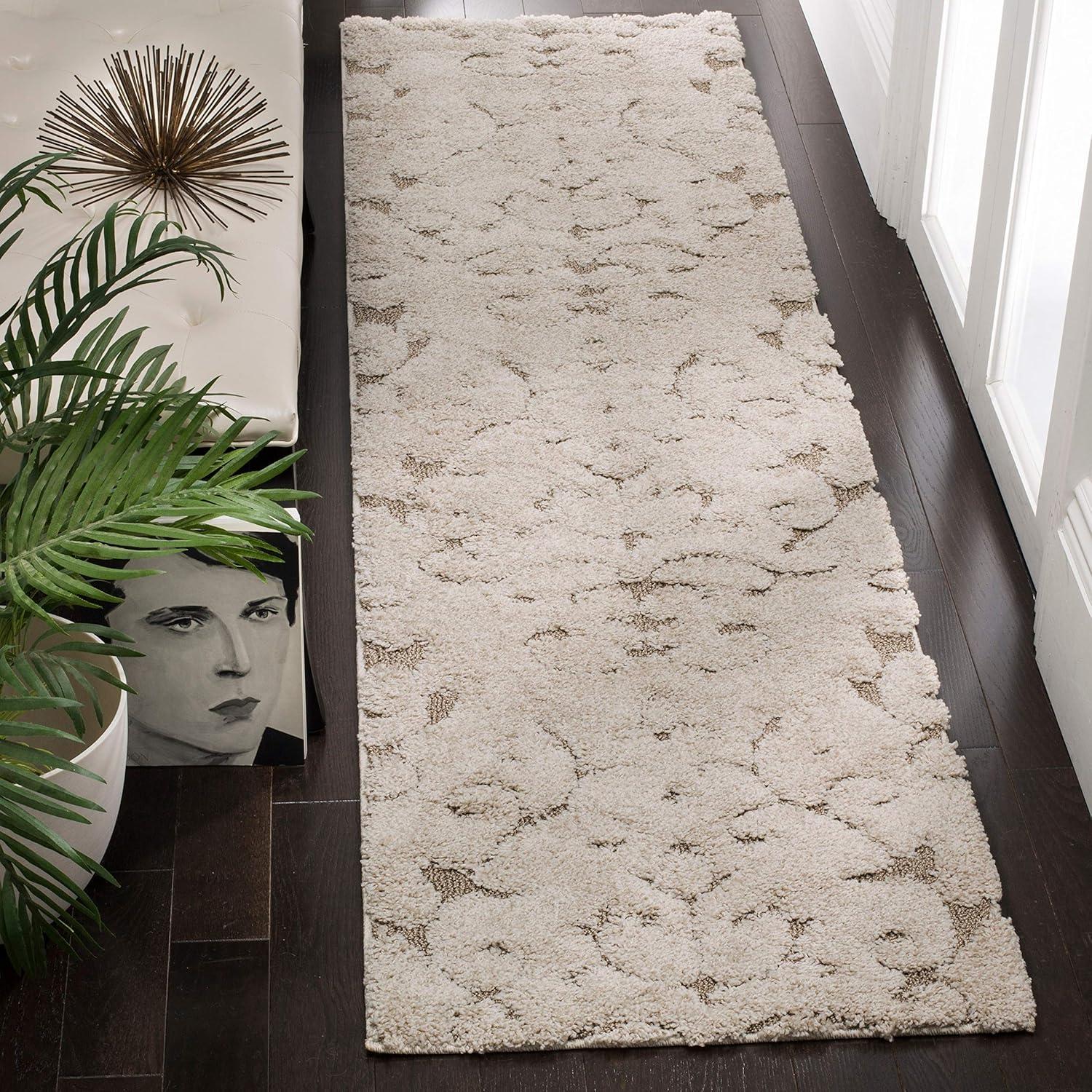 Florida Shag SG470 Power Loomed Indoor Accent Rug - Creme/Creme - 3'3"x5'3" - Safavieh