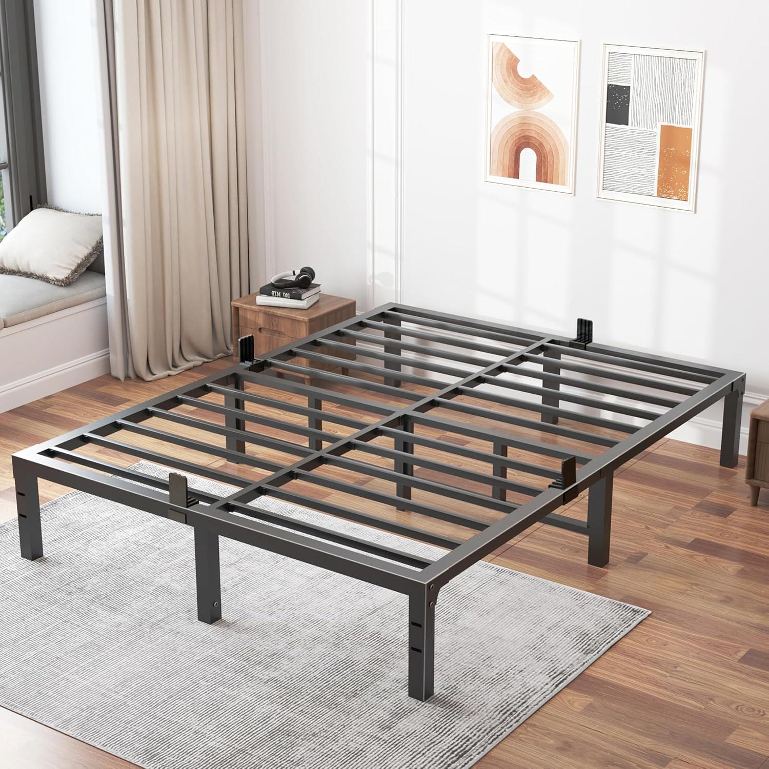 Black Full Size Heavy Duty Metal Platform Bed Frame with Slats