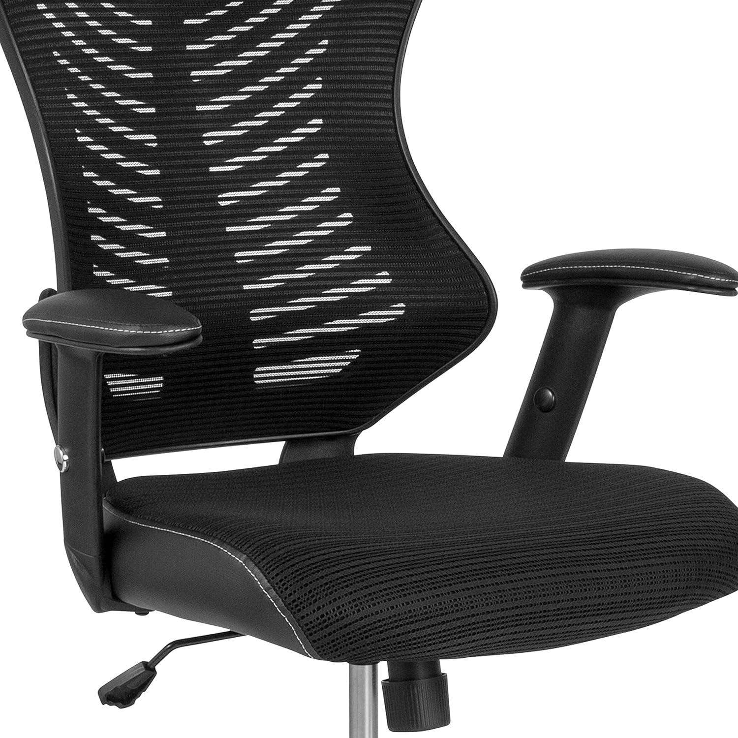 Flash Furniture Haynie High Back Mesh Drafting Chair with LeatherSoft Sides and Adjustable Arms