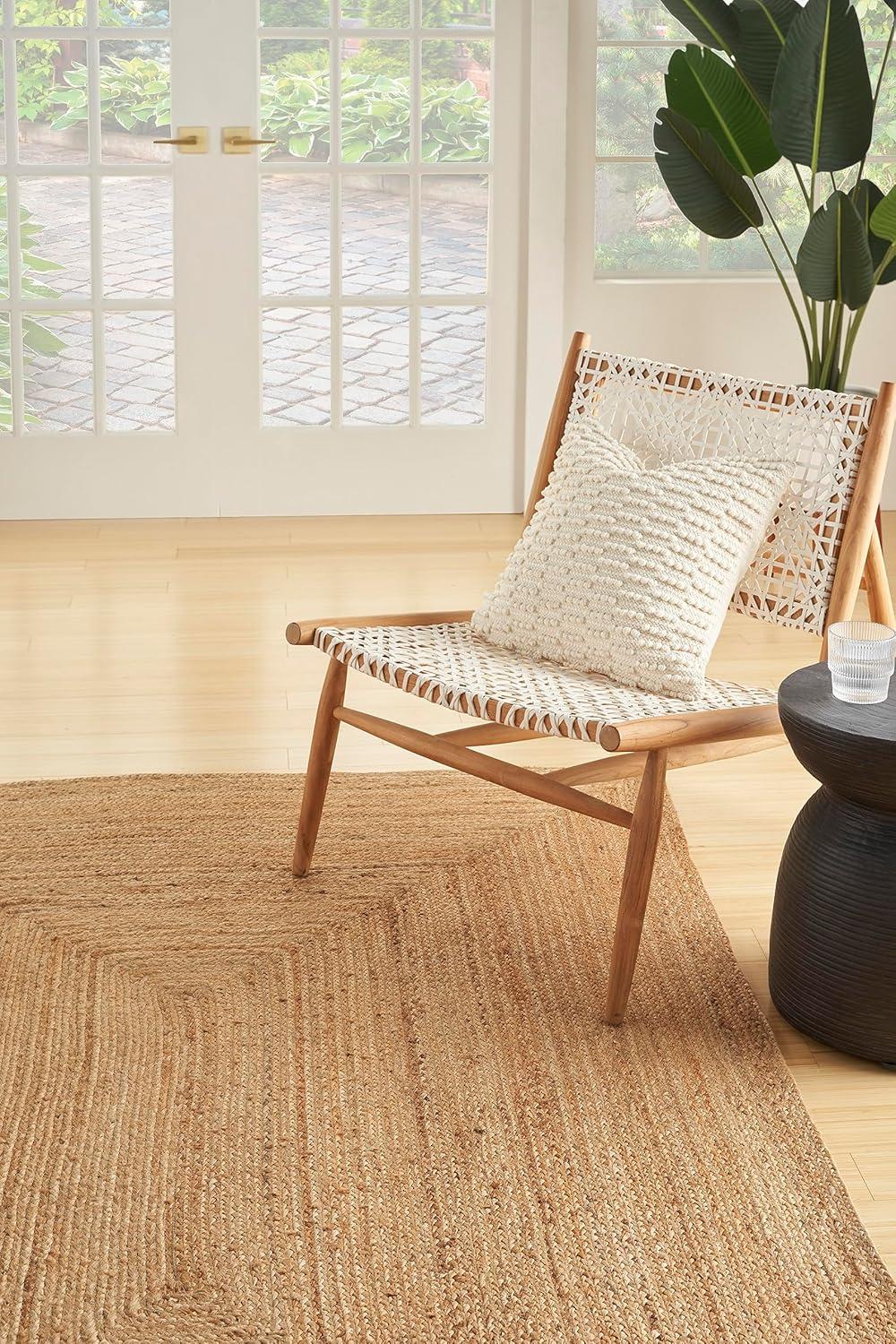 Nourison Handwoven Natural Jute Indoor Area Rug Natural 4' x 6'