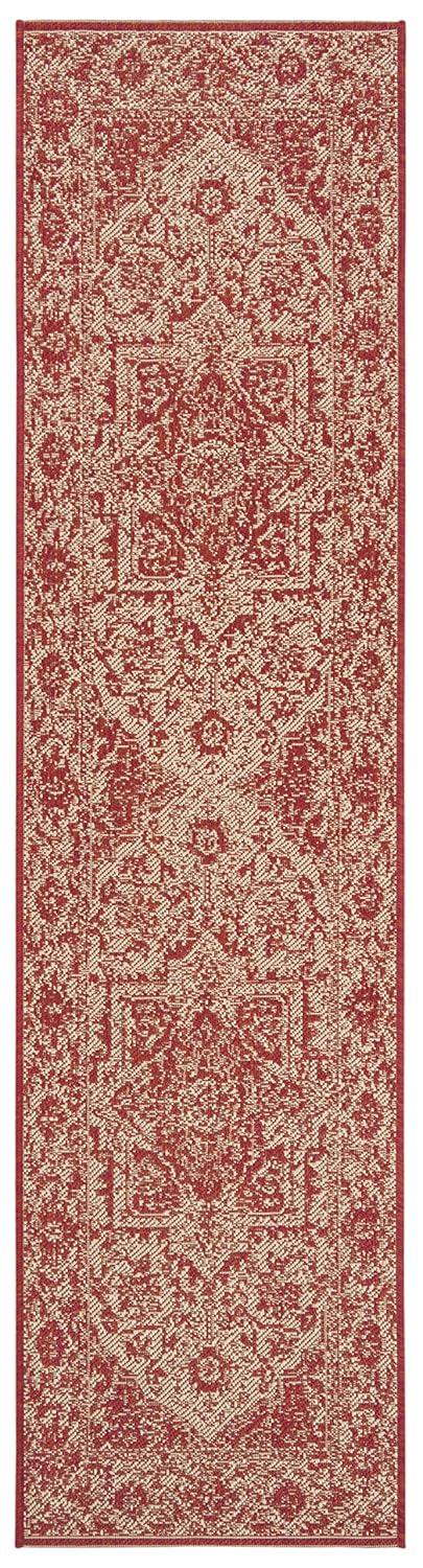 Beach House BHS139 POWER LOOMED Indoor/Outdoor Runner Rug - Red/Creme - 2'2"x6' - Safavieh